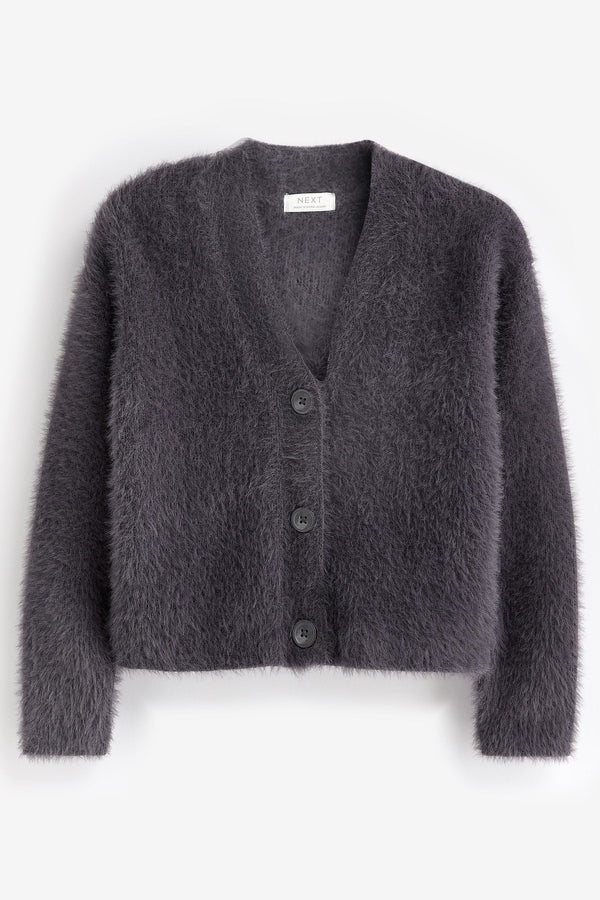 Charcoal Grey Fluffy Cardigan (3-16yrs)