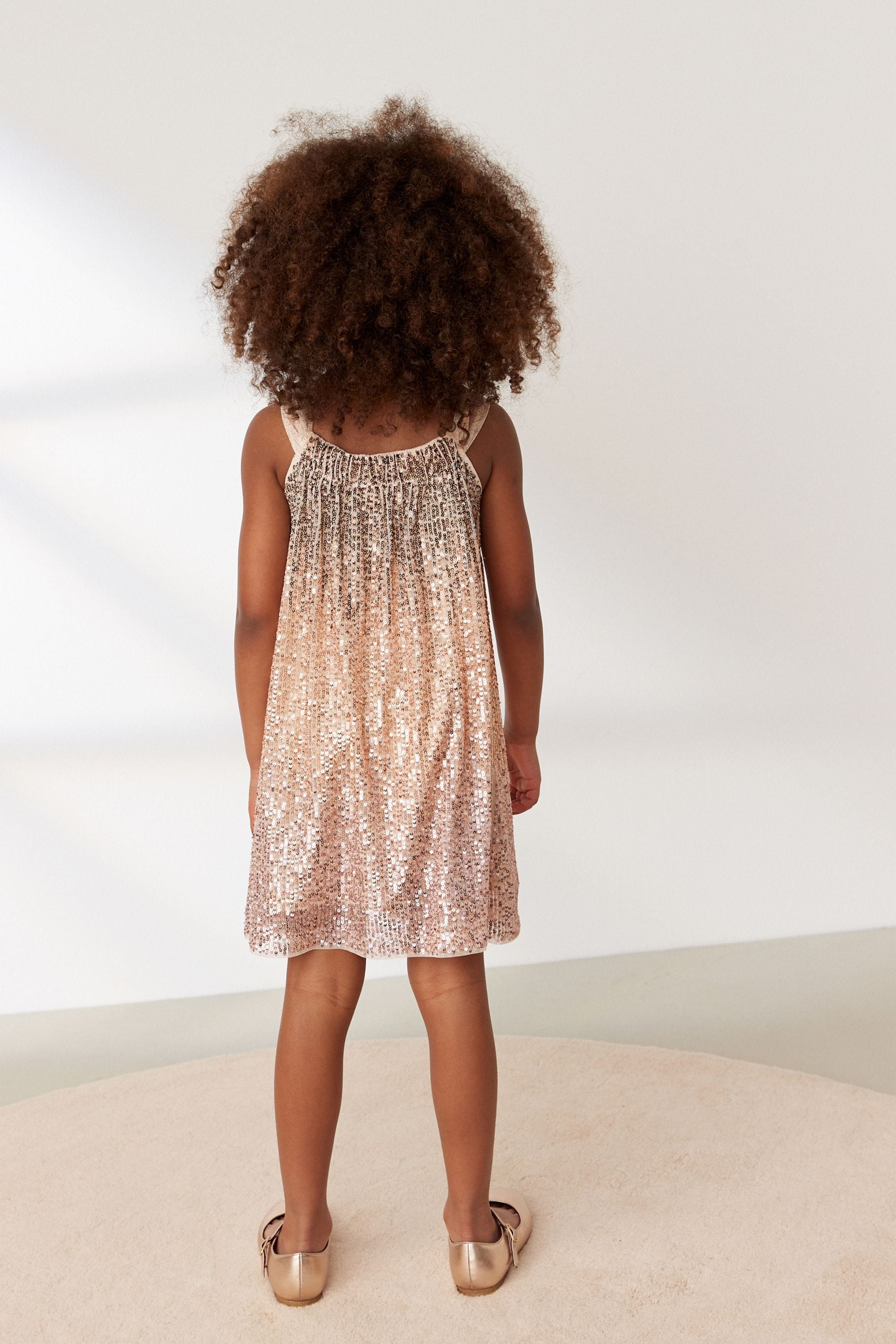 Neutral Ombre Sequin Occasion Dress (3-16yrs)