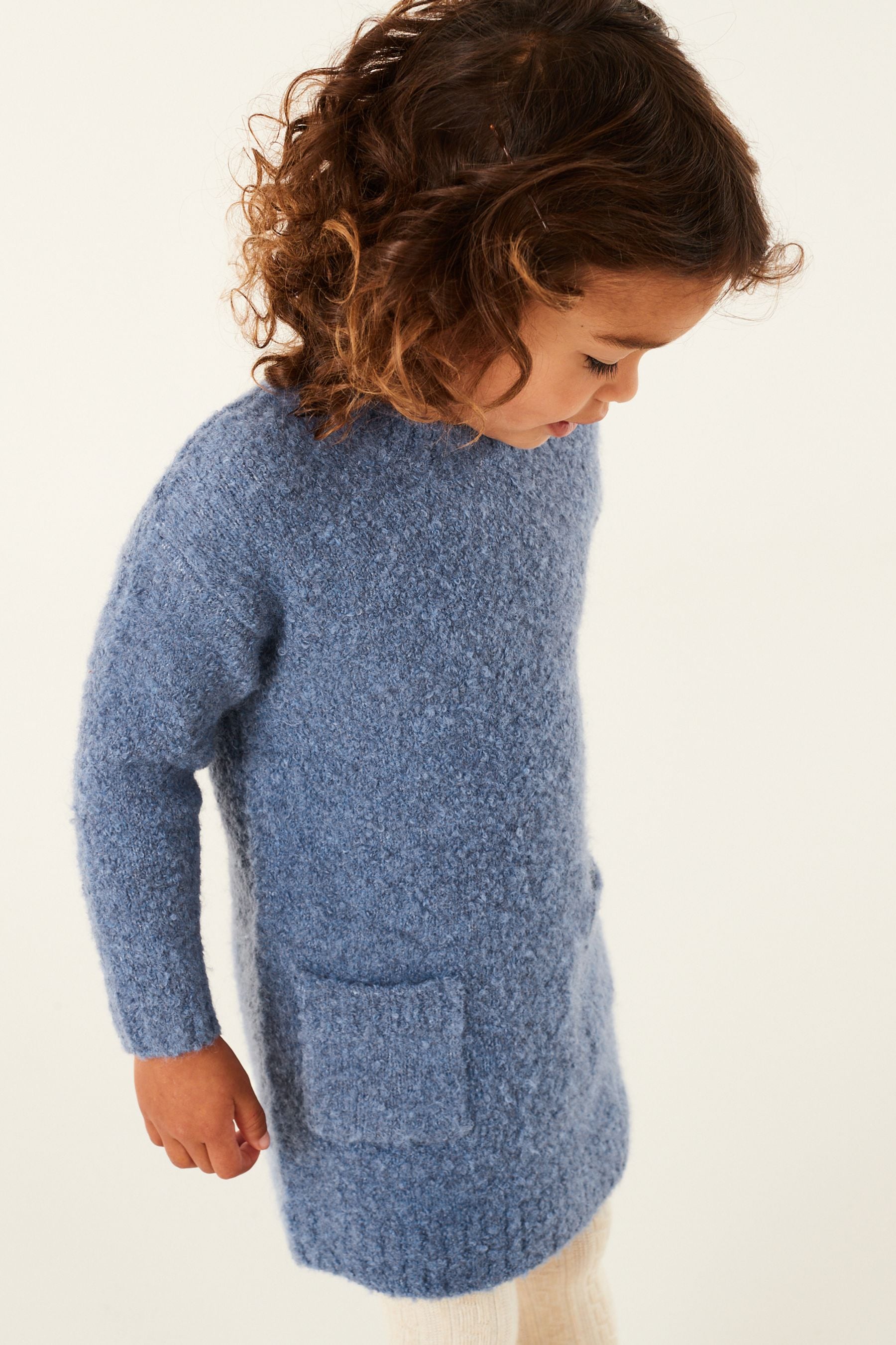 Blue Bouclé Jumper Dress (3mths-7yrs)