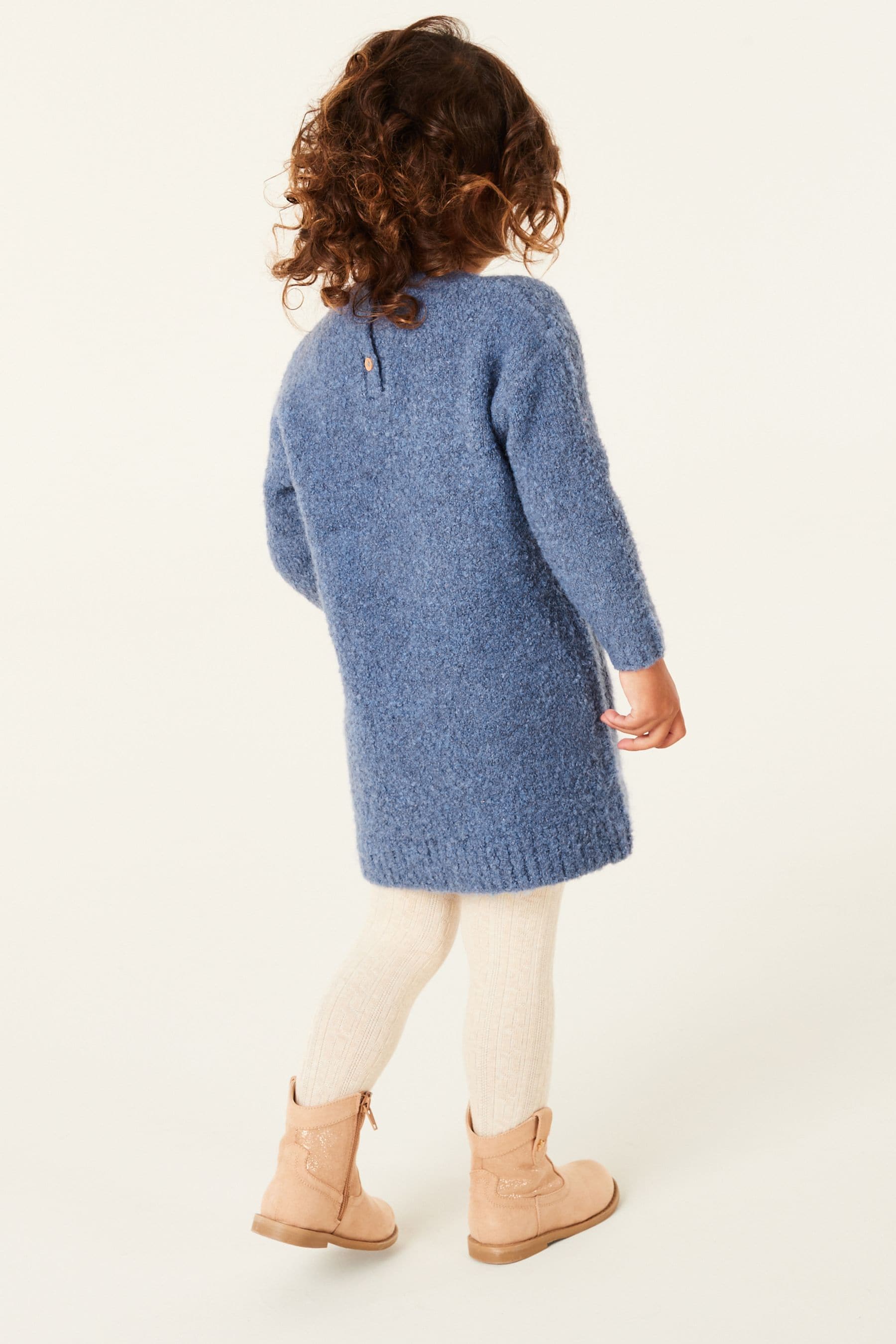 Blue Bouclé Jumper Dress (3mths-7yrs)