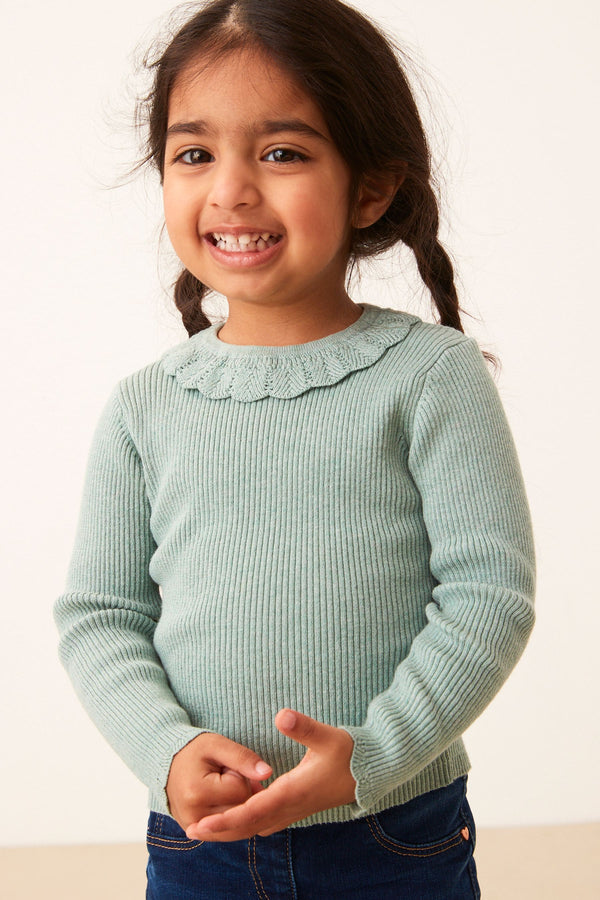 Blue Marl Frill Neck Jumper (3mths-7yrs)