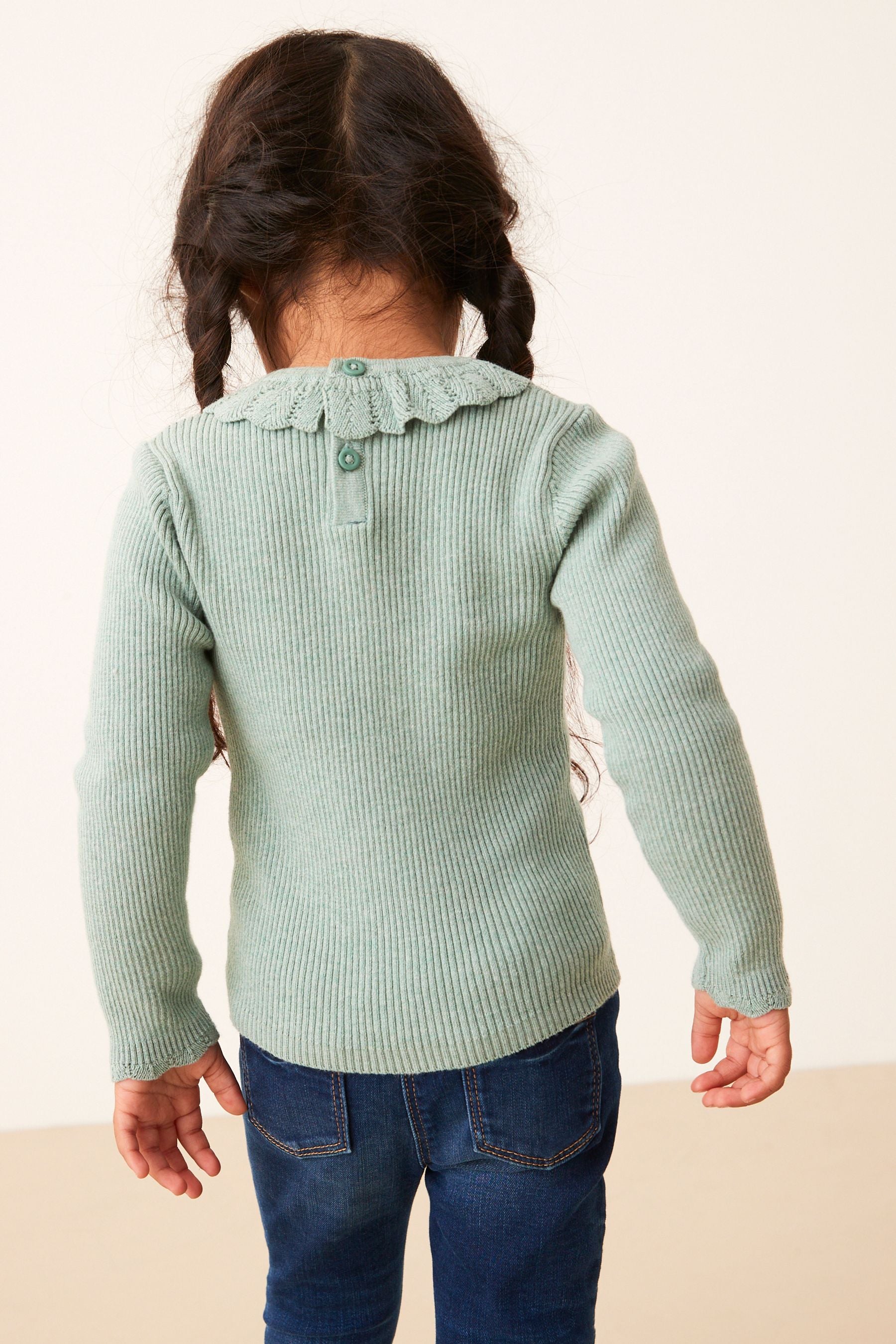 Blue Marl Frill Neck Jumper (3mths-7yrs)