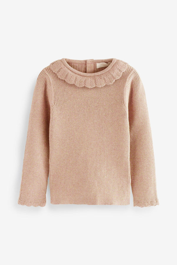 Mocha Brown Frill Neck Jumper (3mths-7yrs)