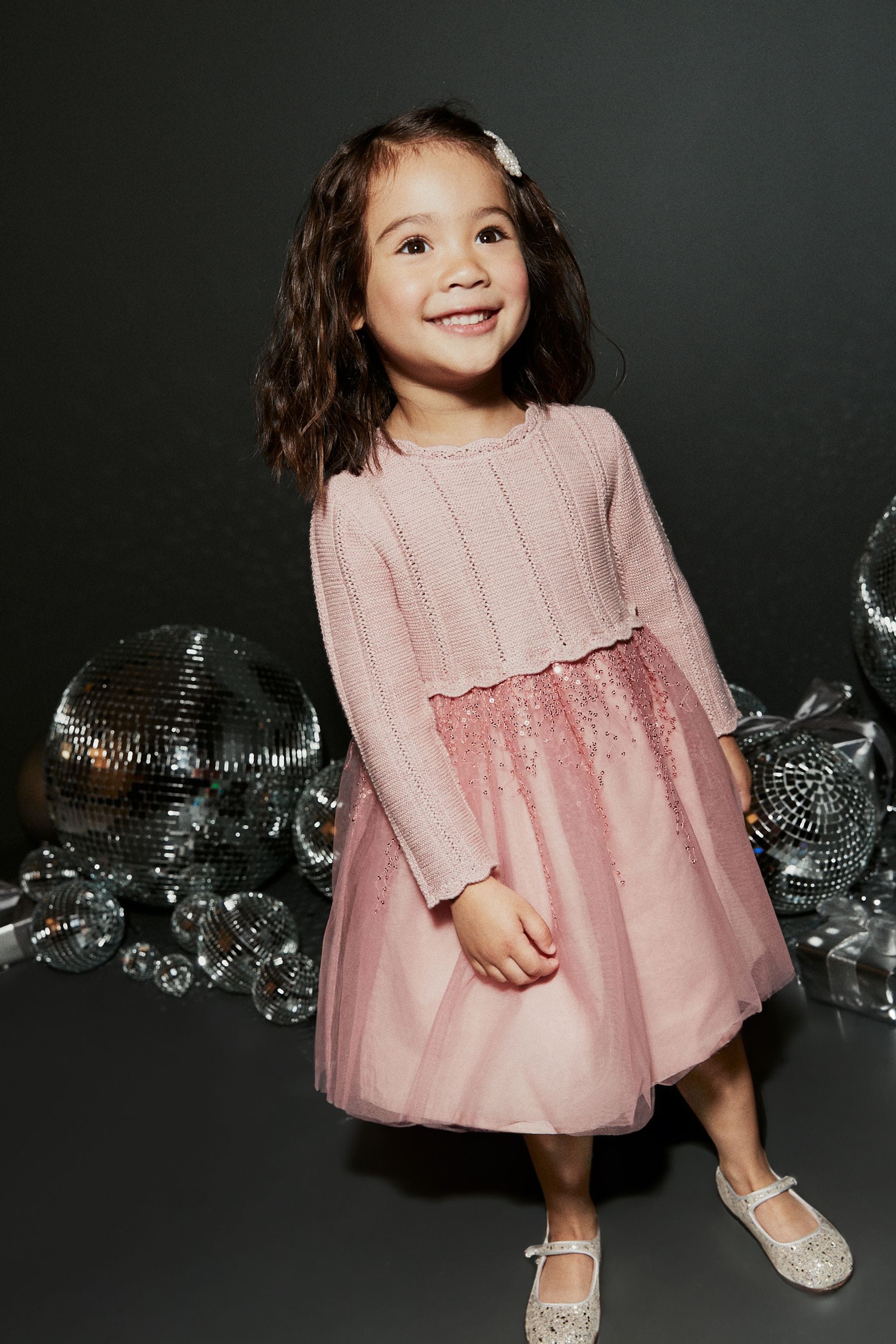 Pink 2-in-1 Jumper & Embroidered Tulle Skirt Dress (3mths-7yrs)