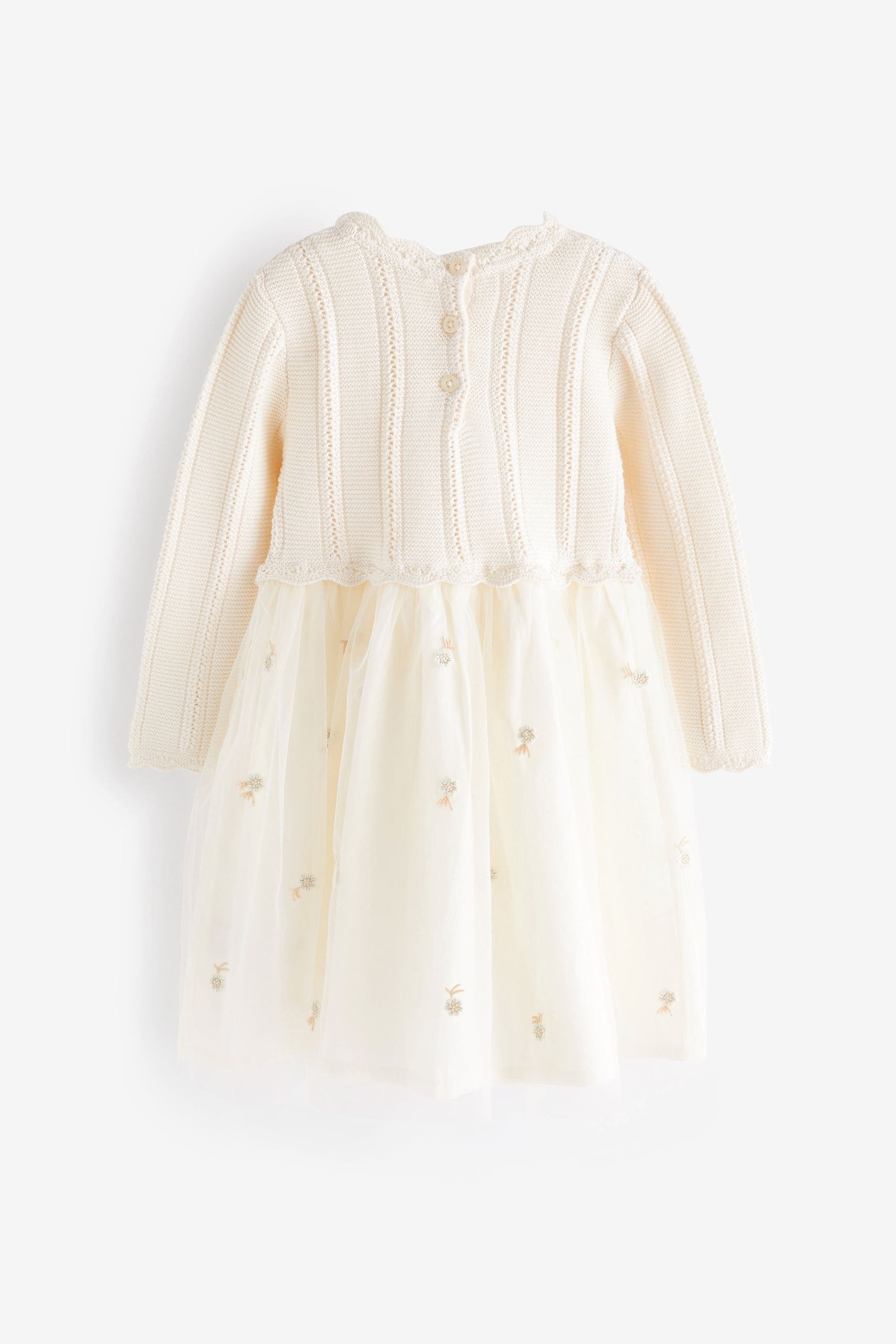 Ecru Cream 2-in-1 Jumper & Embroidered Tulle Skirt Dress (3mths-7yrs)