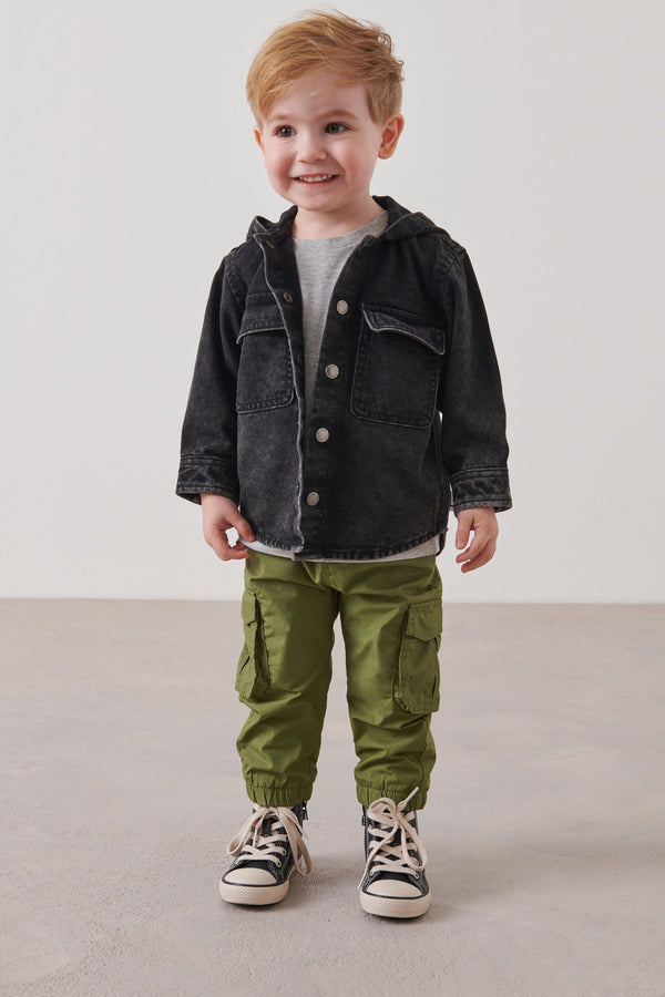 Black Denim Hooded Shacket (3mths-7yrs)