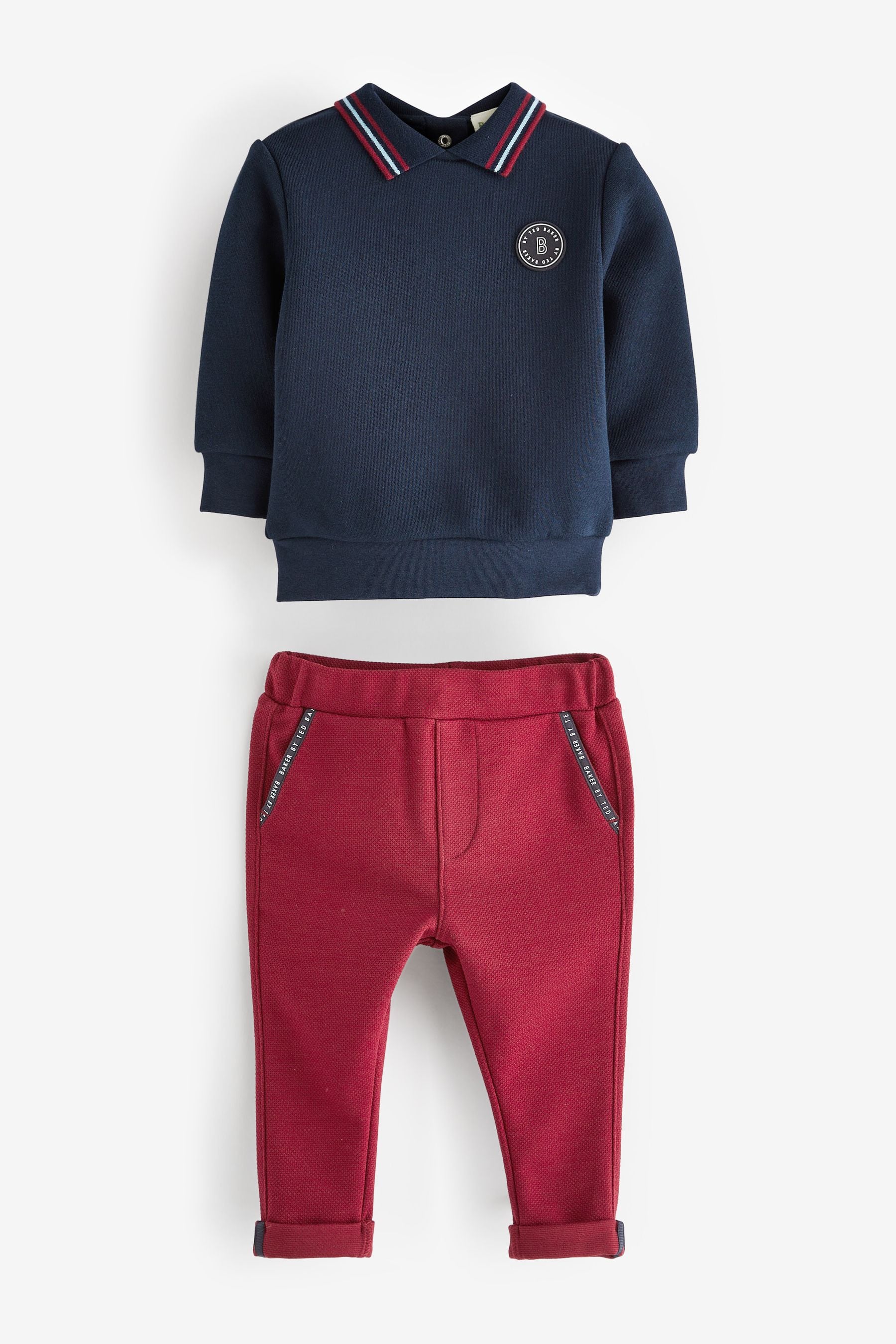 Navy Baker by Ted Baker Navy Collar Sweater and Joggers Set