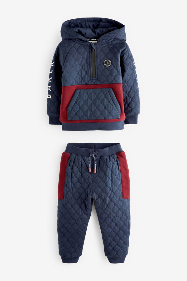 Navy Baker by Ted Baker Navy Quilted Hoodie and Joggers Set