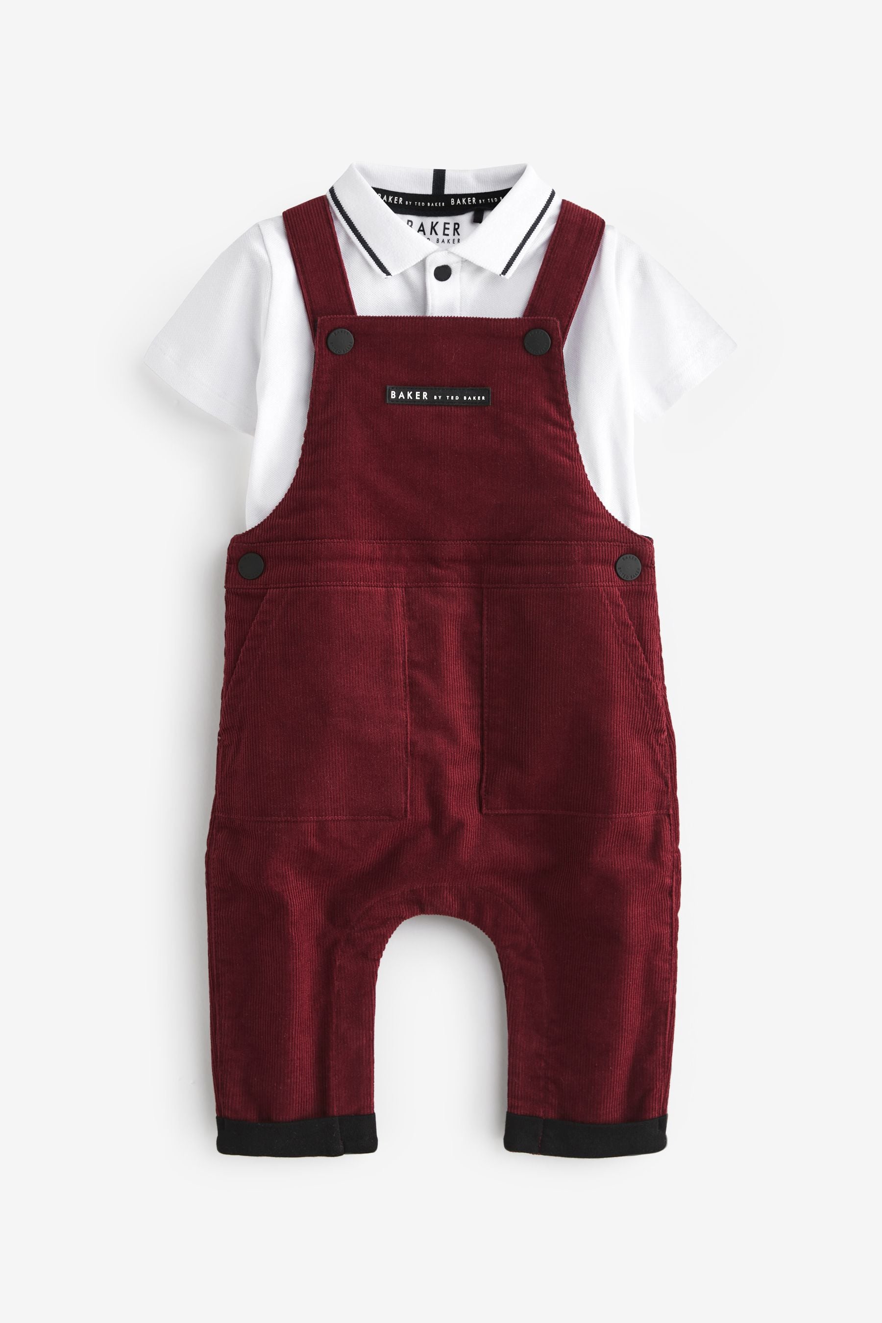 Burgundy Red Baker by Ted Baker Burgundy Red Polo and Corduroy Dungarees Set