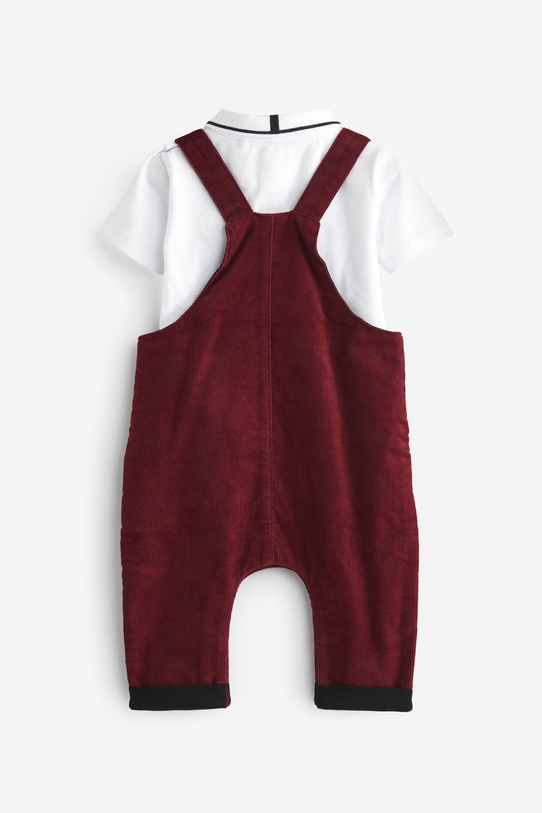 Burgundy Red Baker by Ted Baker Burgundy Red Polo and Corduroy Dungarees Set