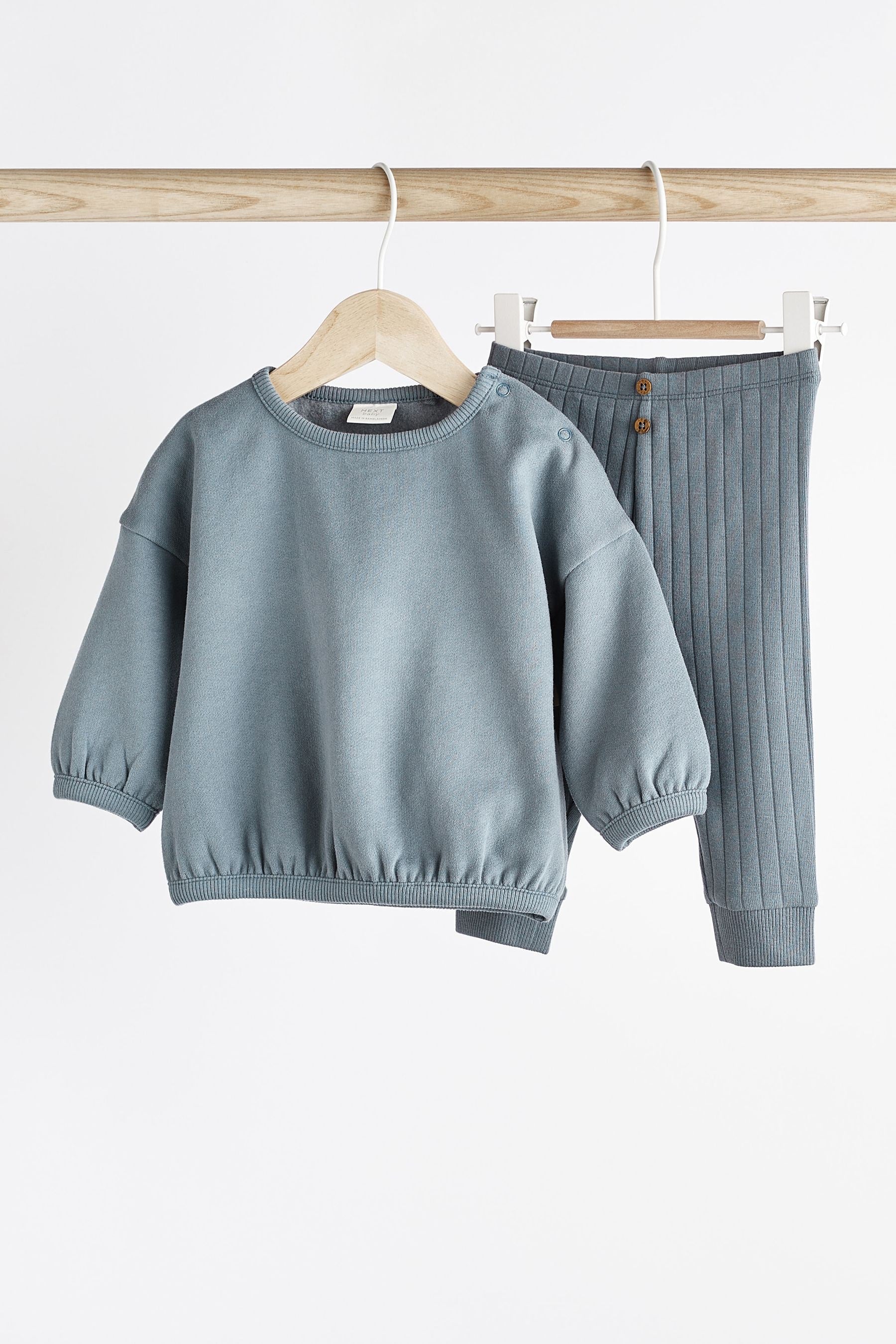 Teal Blue Cosy Baby Sweatshirt And Leggings 2 Piece Set