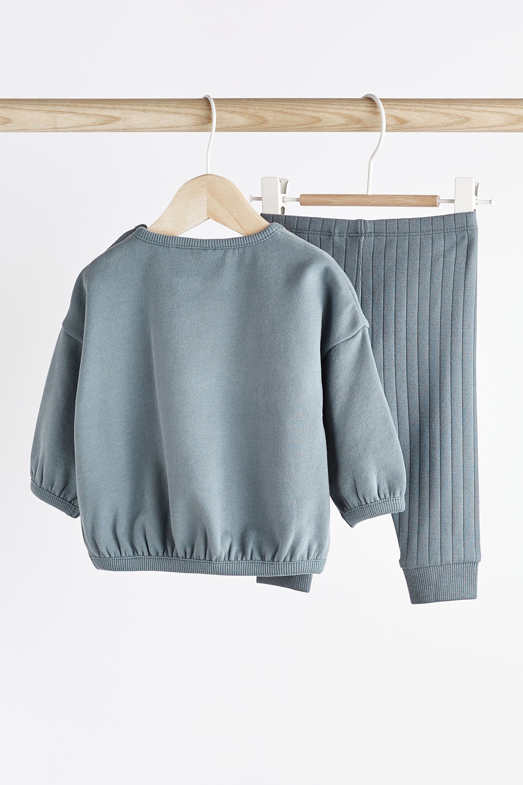 Teal Blue Cosy Baby Sweatshirt And Leggings 2 Piece Set