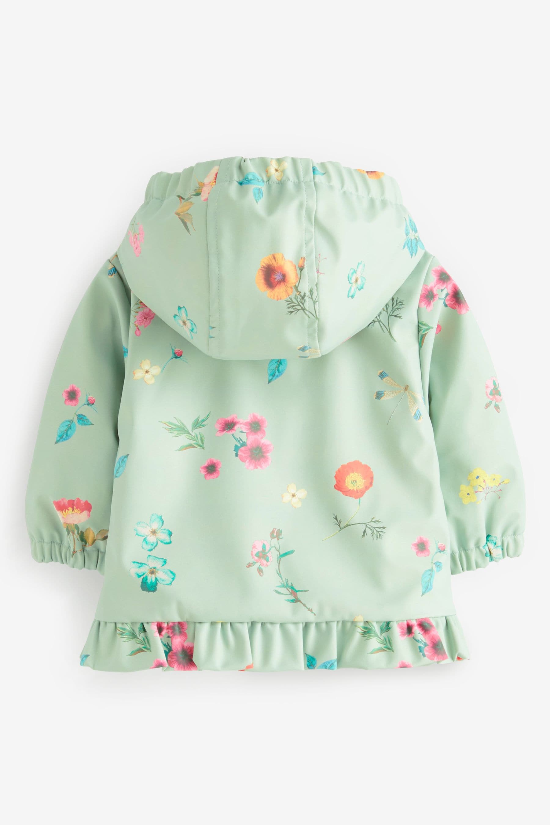 Sage Green Floral Baby Rubberised Shower Resistant Jacket (0mths-2yrs)