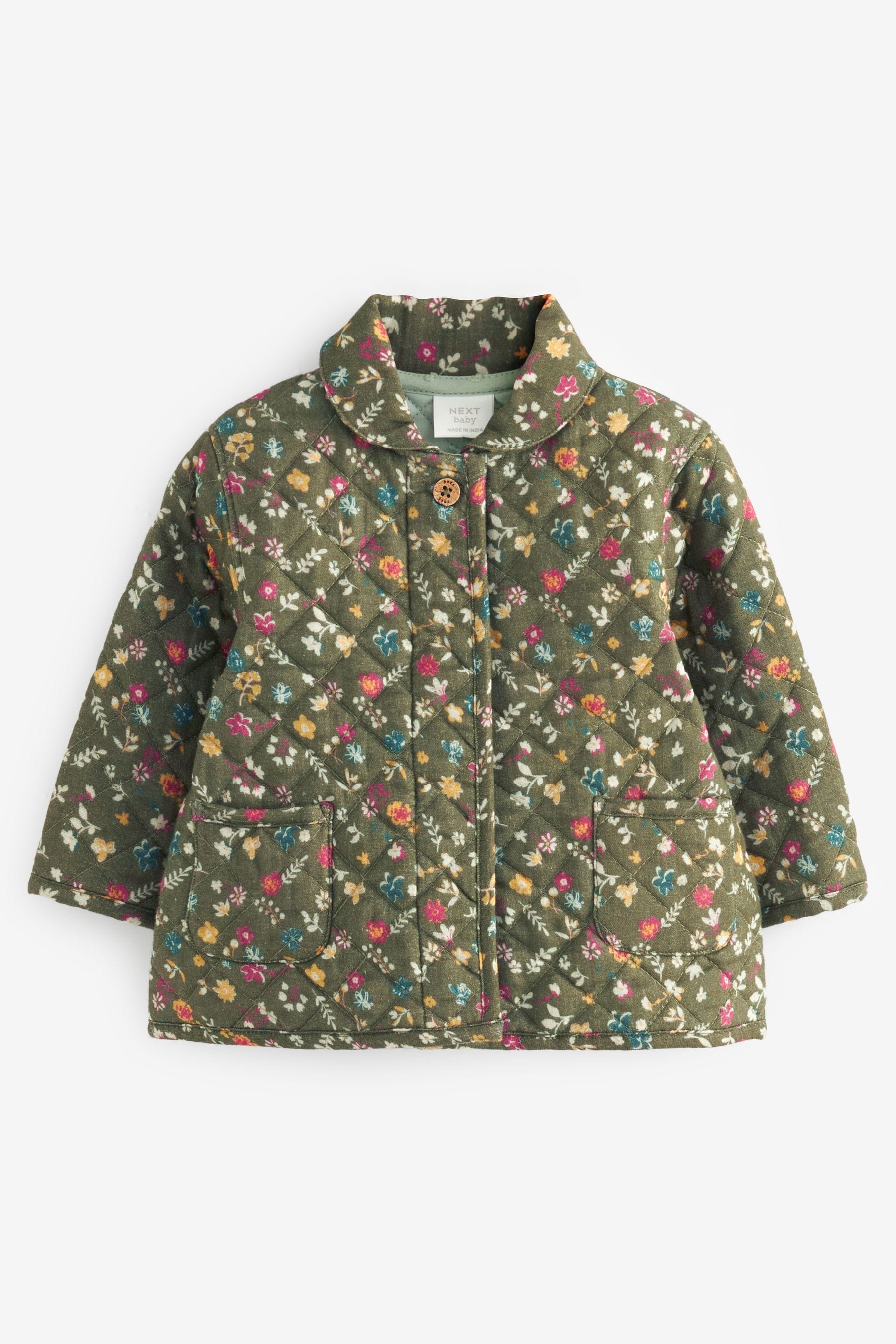 Green Floral Baby Quilted Jacket (0mths-2yrs)