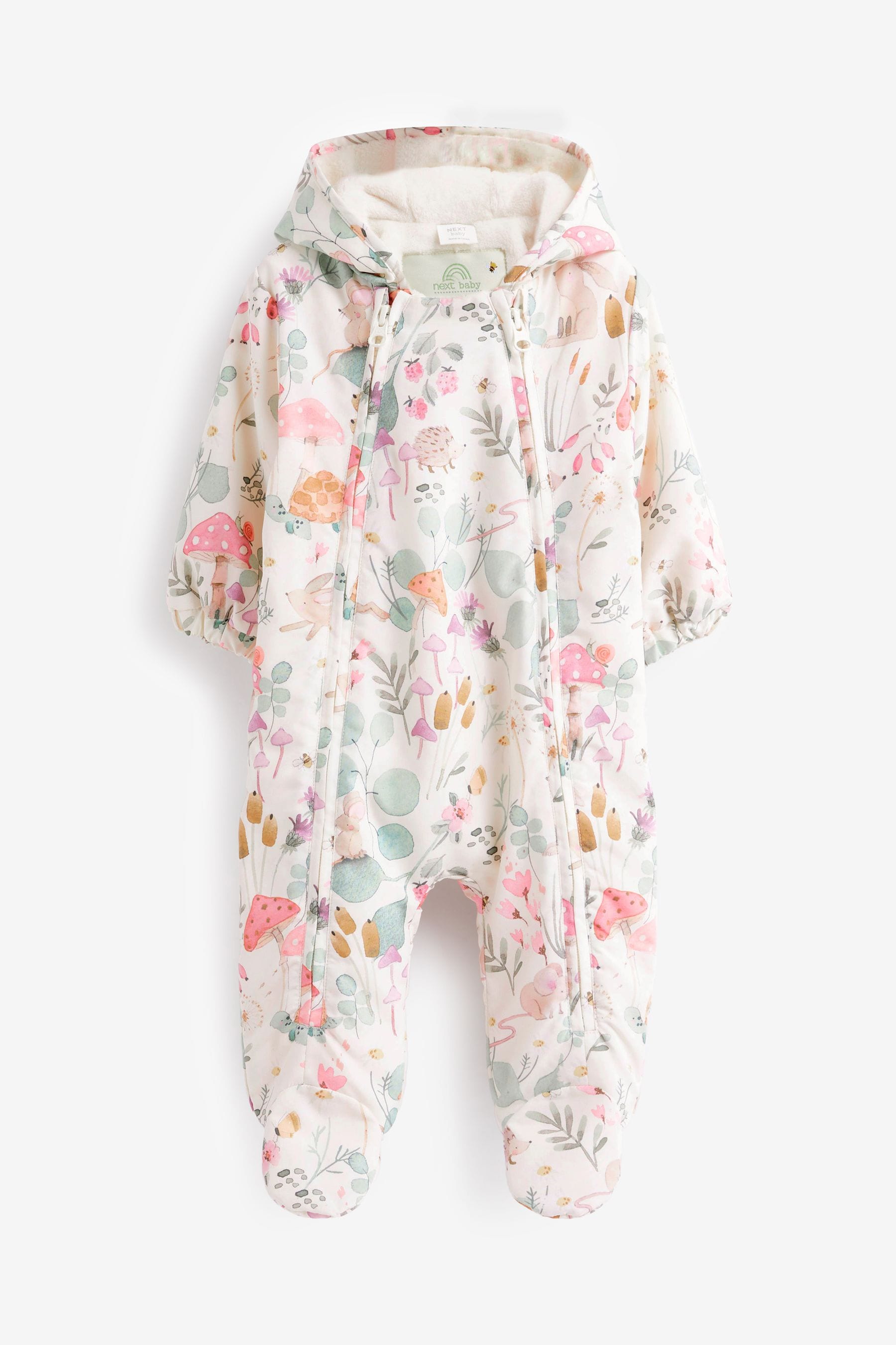 Ecru Cream Floral Bunny Lightweight Baby Pramsuit All-In-One (0mths-2yrs)