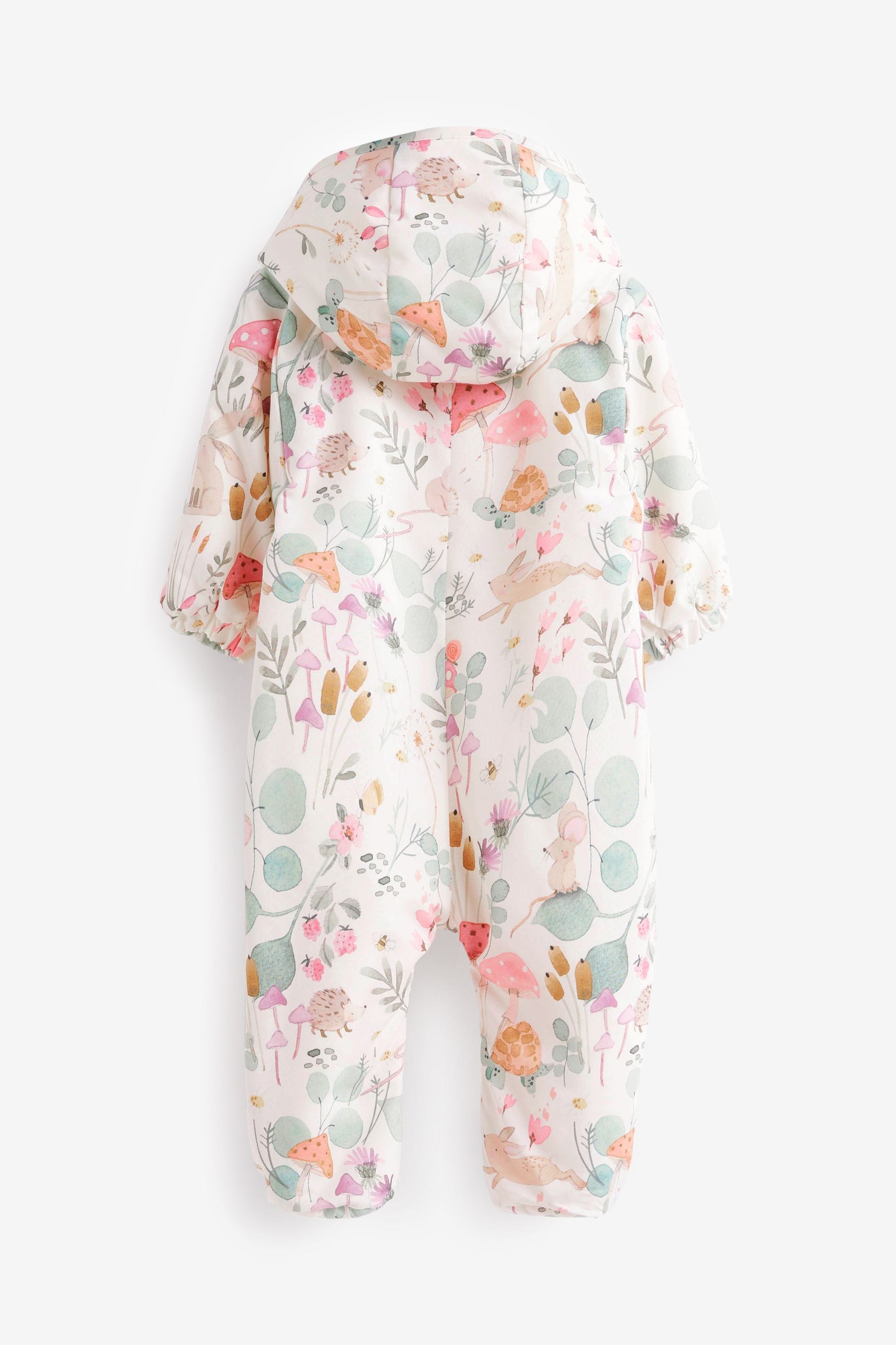 Ecru Cream Floral Bunny Lightweight Baby Pramsuit All-In-One (0mths-2yrs)