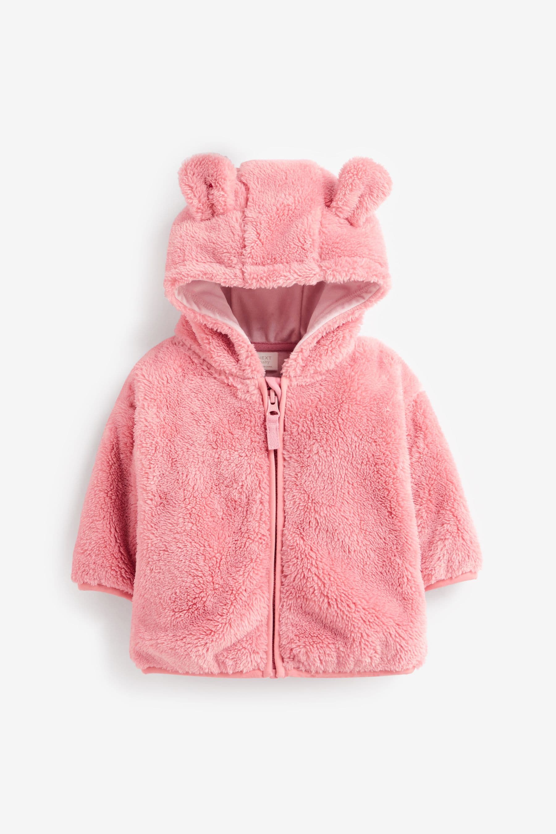 Pink Baby Cosy Teddy Borg Fleece Bear Jacket (0mths-2yrs)