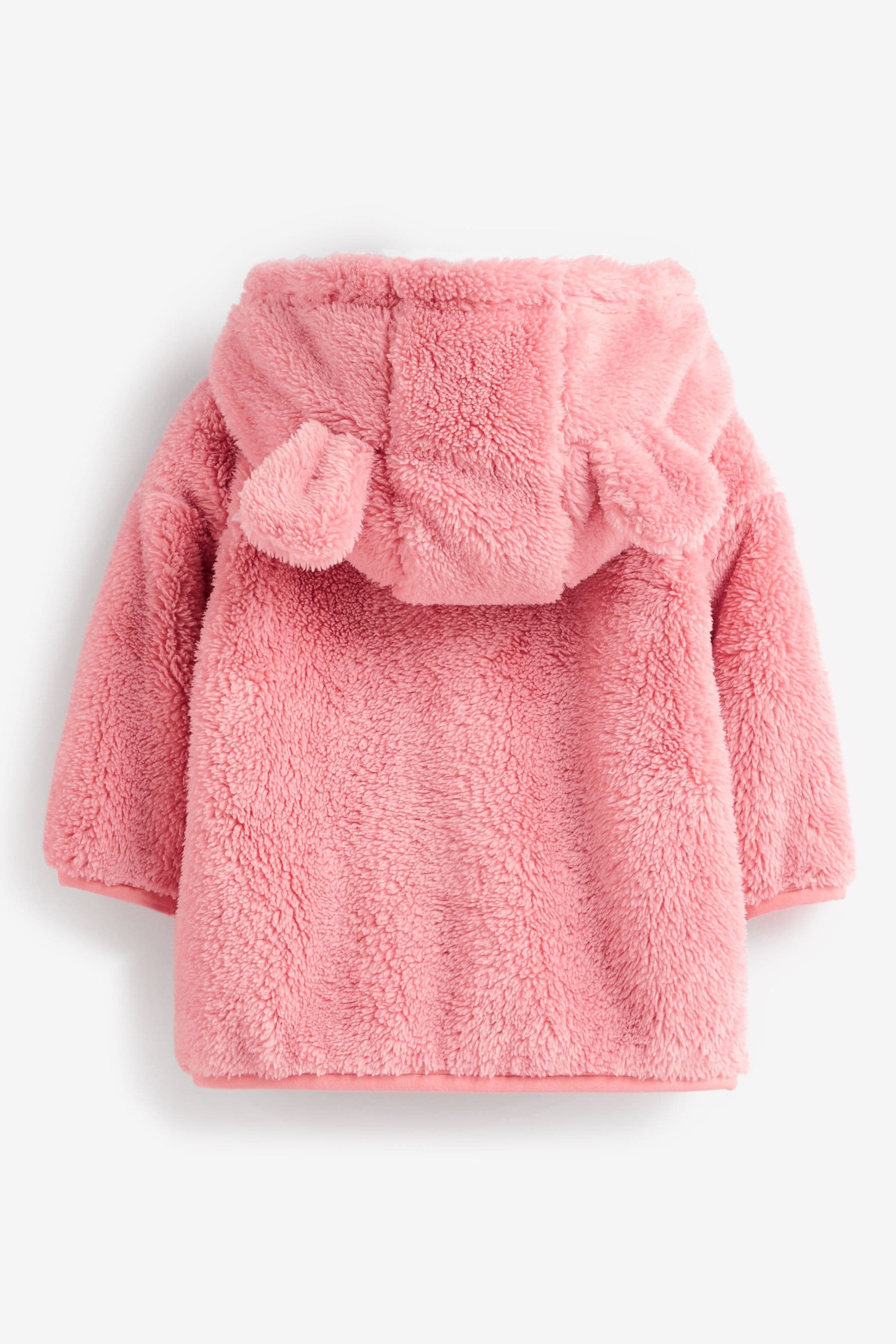 Pink Baby Cosy Teddy Borg Fleece Bear Jacket (0mths-2yrs)