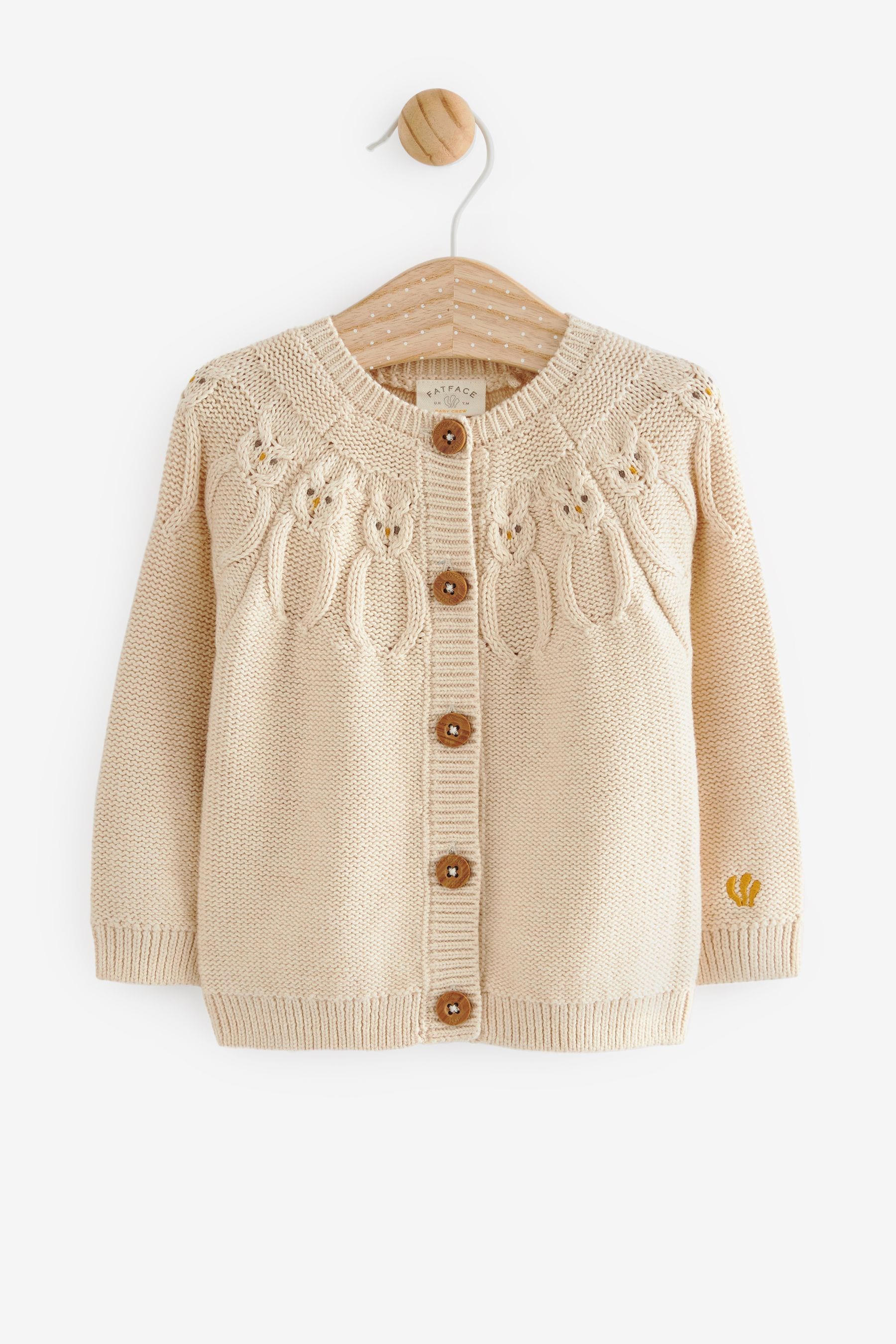 Neutral FatFace Baby Owl Neck Cardigan