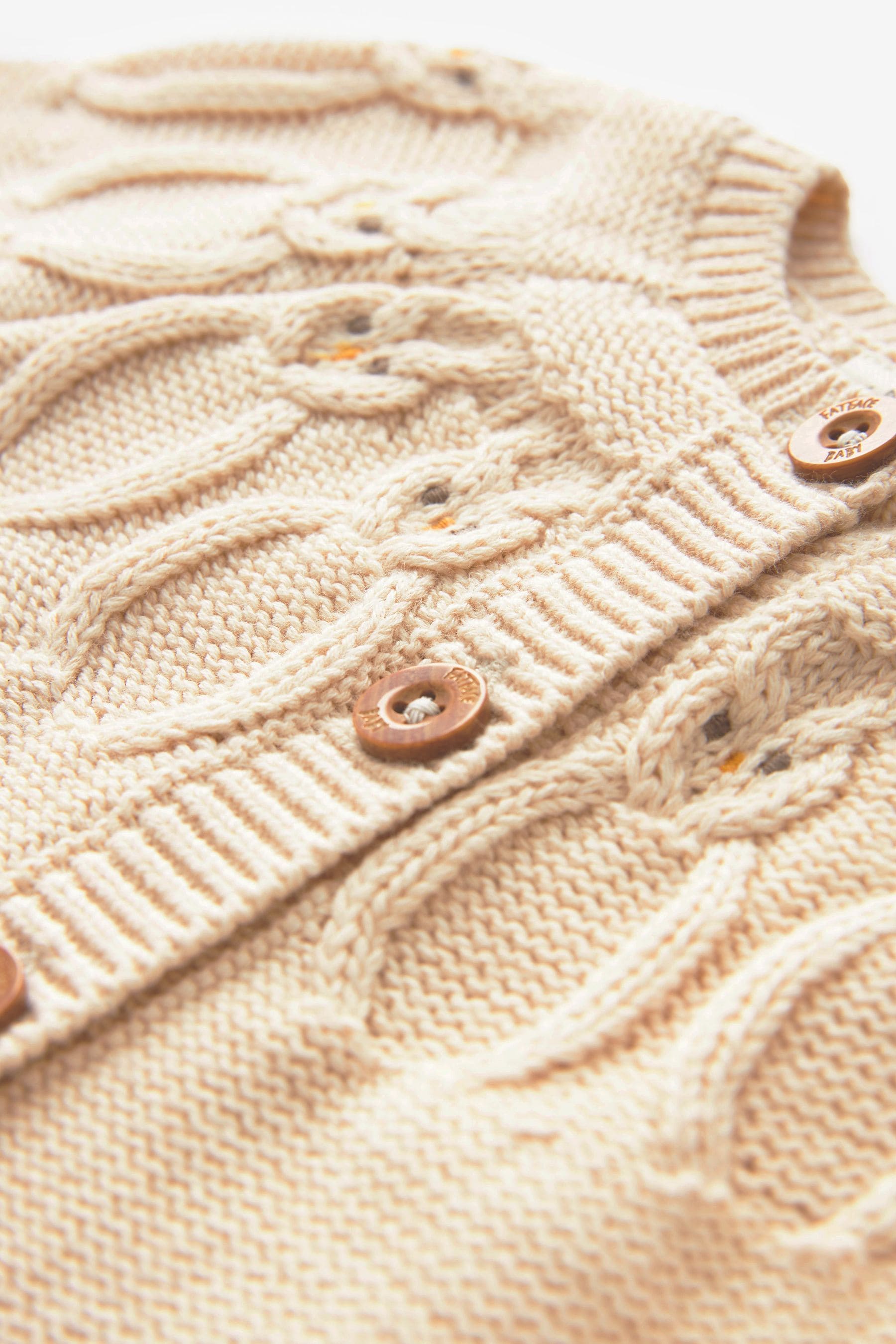 Neutral FatFace Baby Owl Neck Cardigan