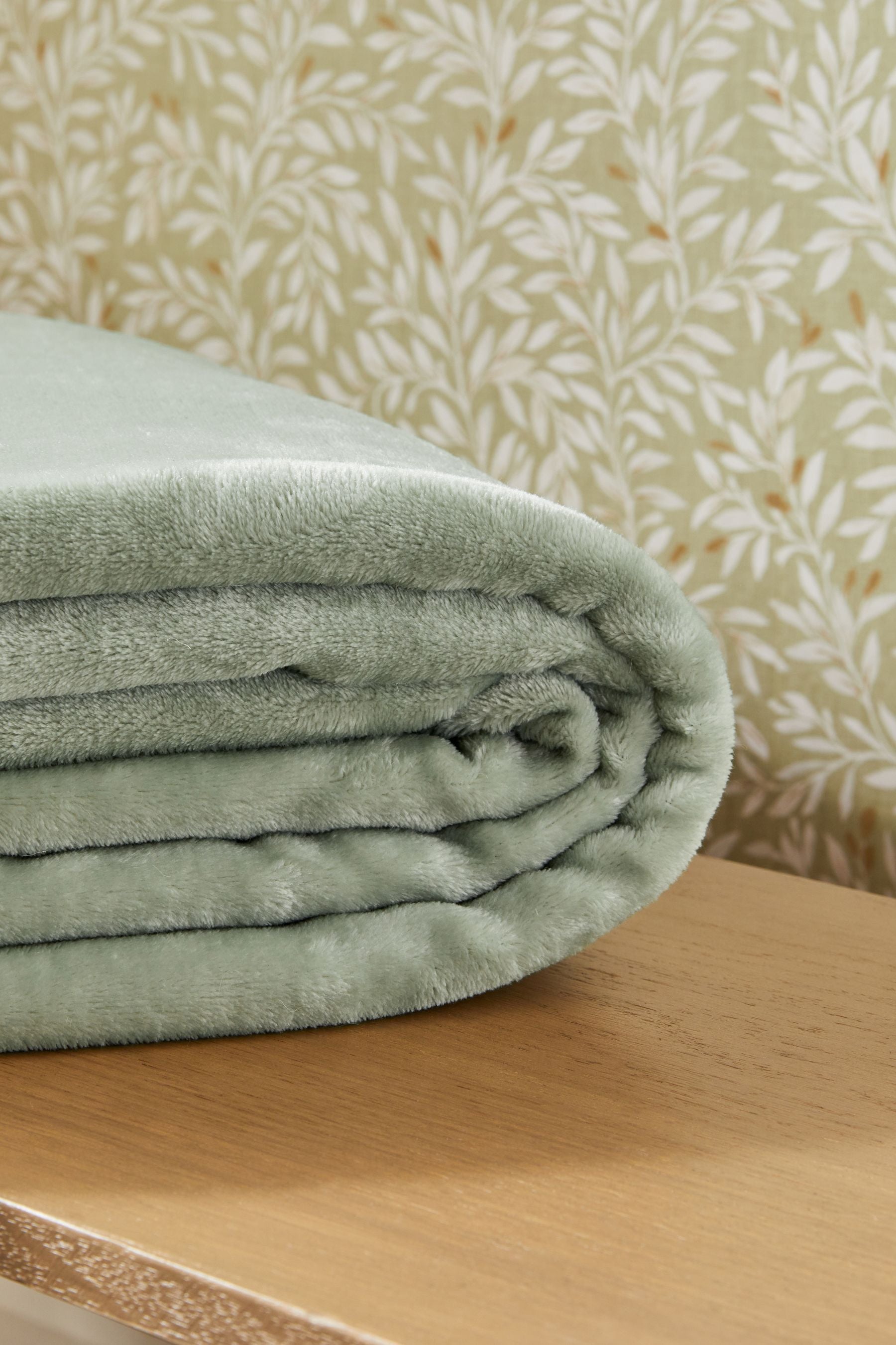 Sage Green Teddy Plush Fleece Throw