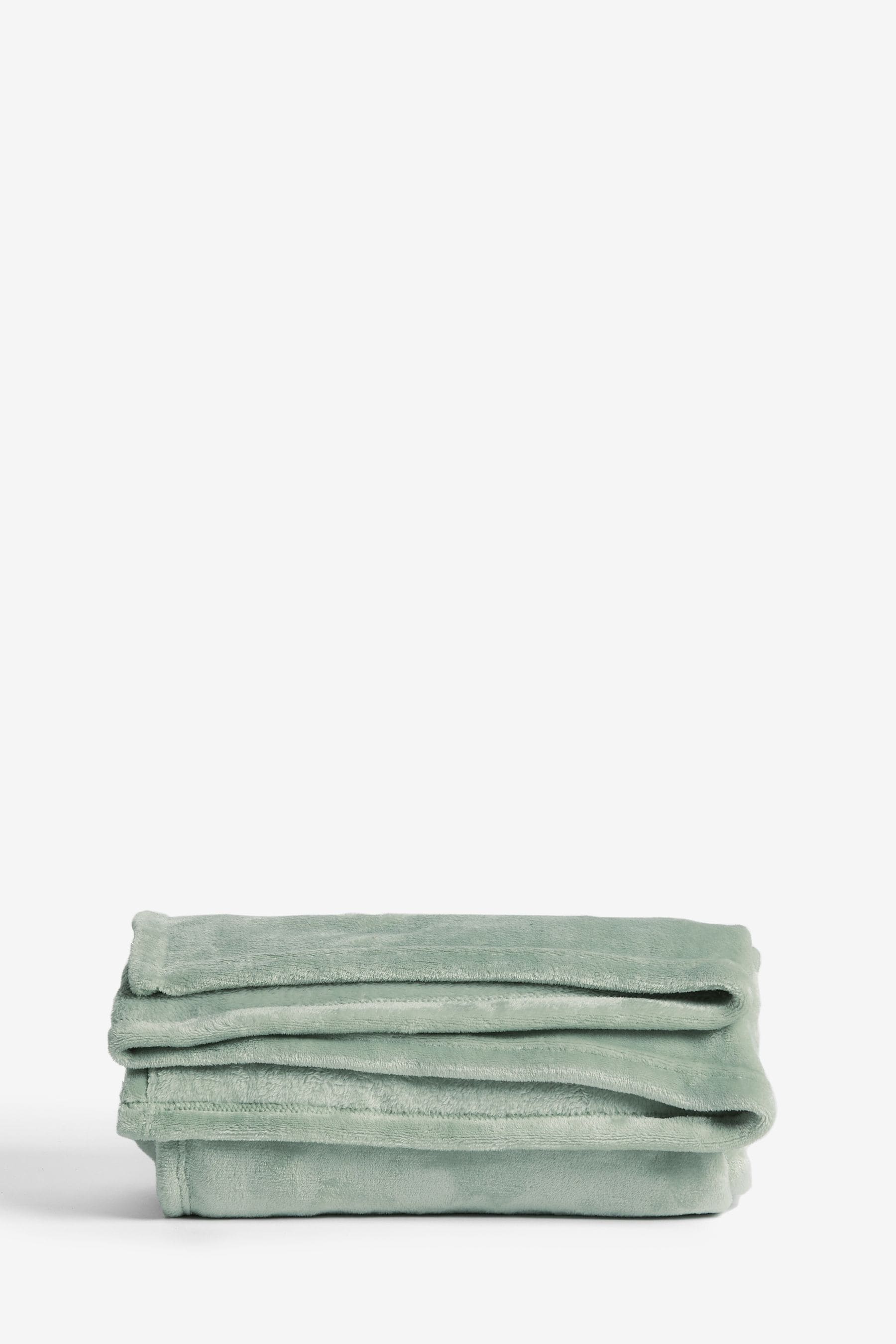 Sage Green Teddy Plush Fleece Throw