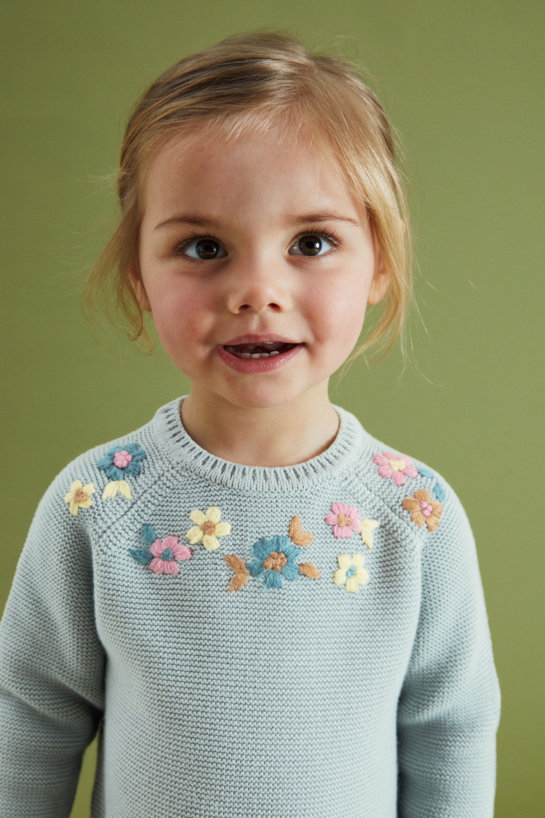 Blue Floral Jumper Dress With Printed Skirt (3mths-7yrs)