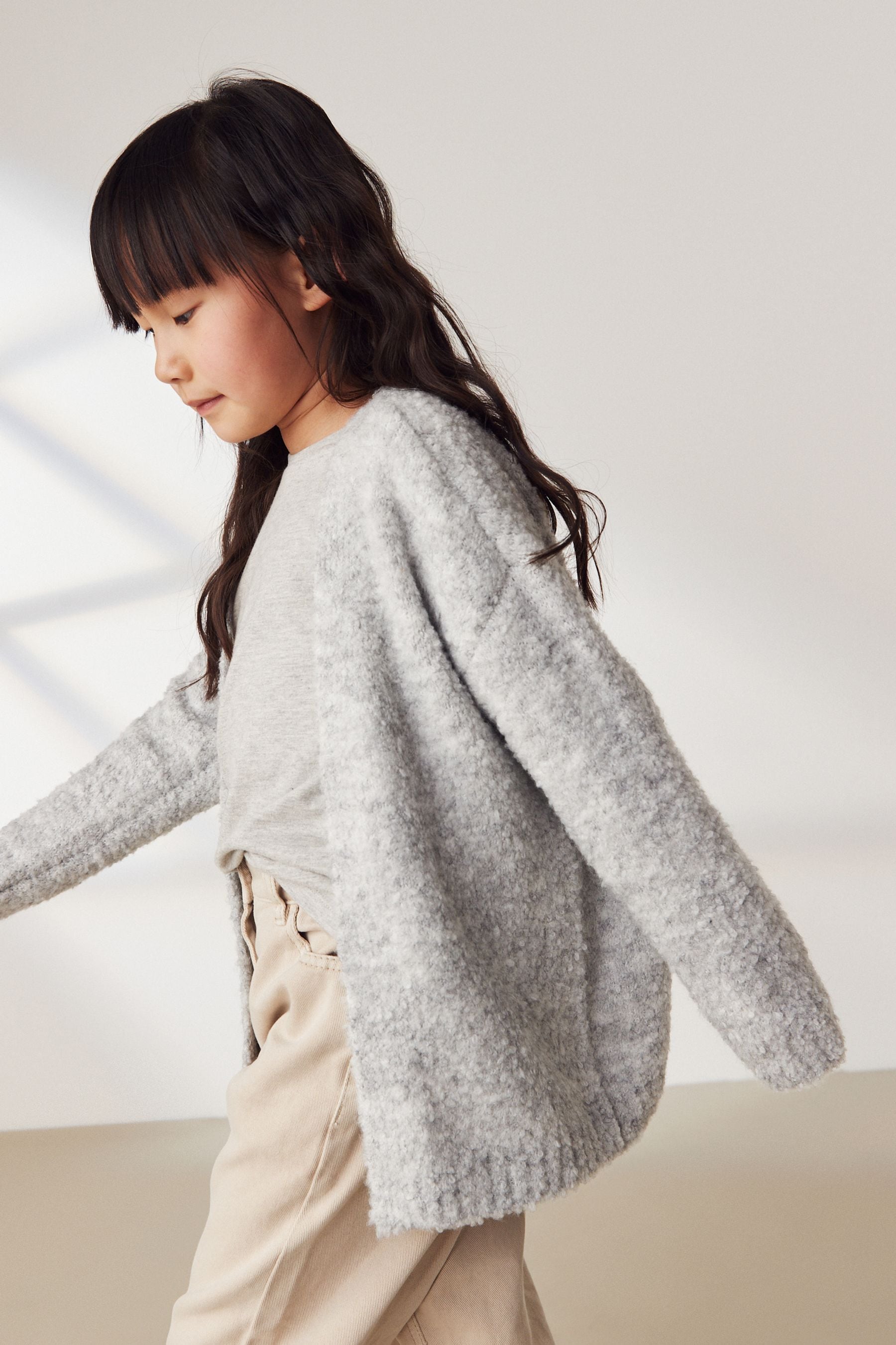 Grey Long Cosy Cardigan (3-16yrs)