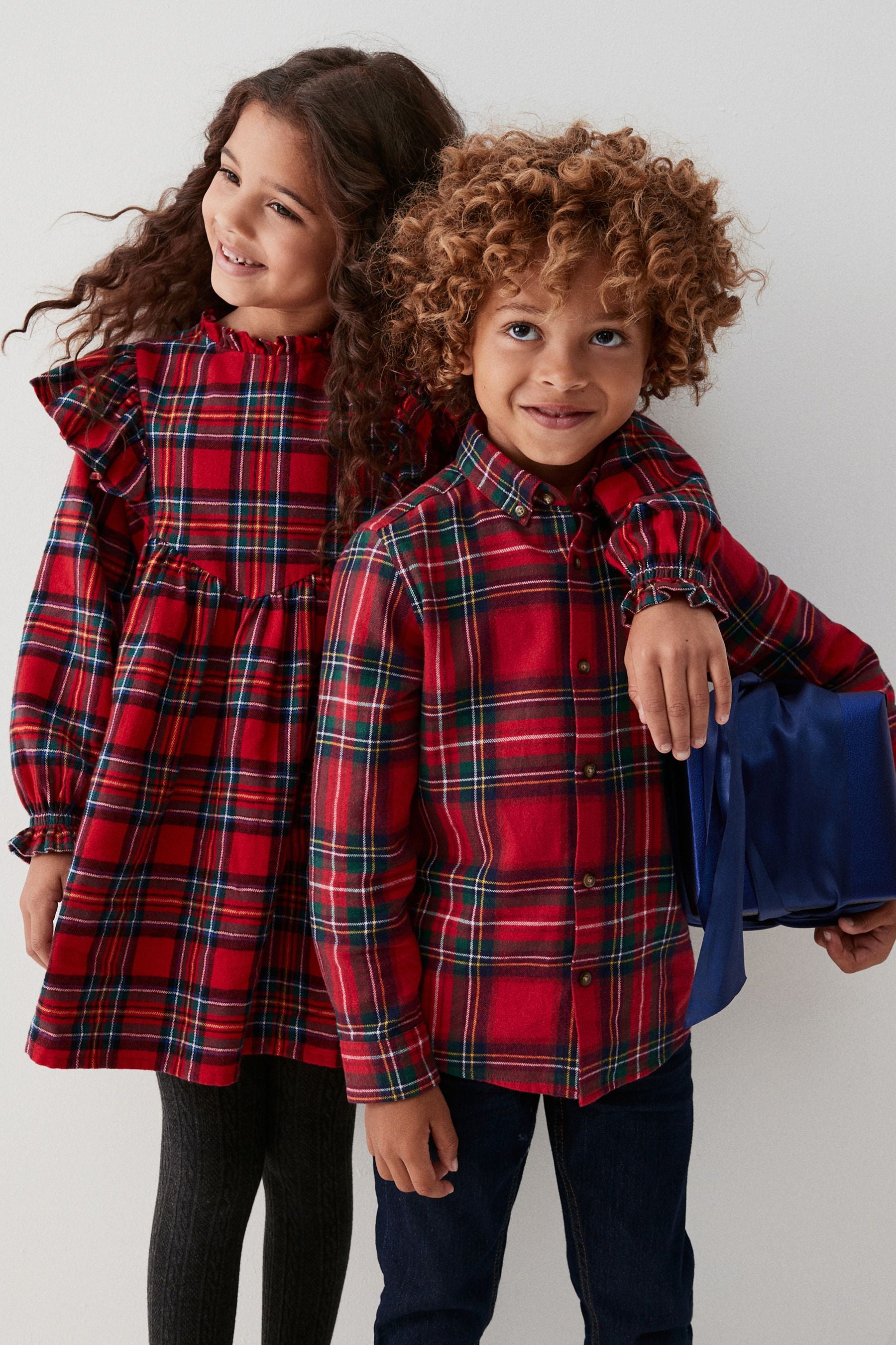 Red Tartan Ruffle Check Dress (3-16yrs)