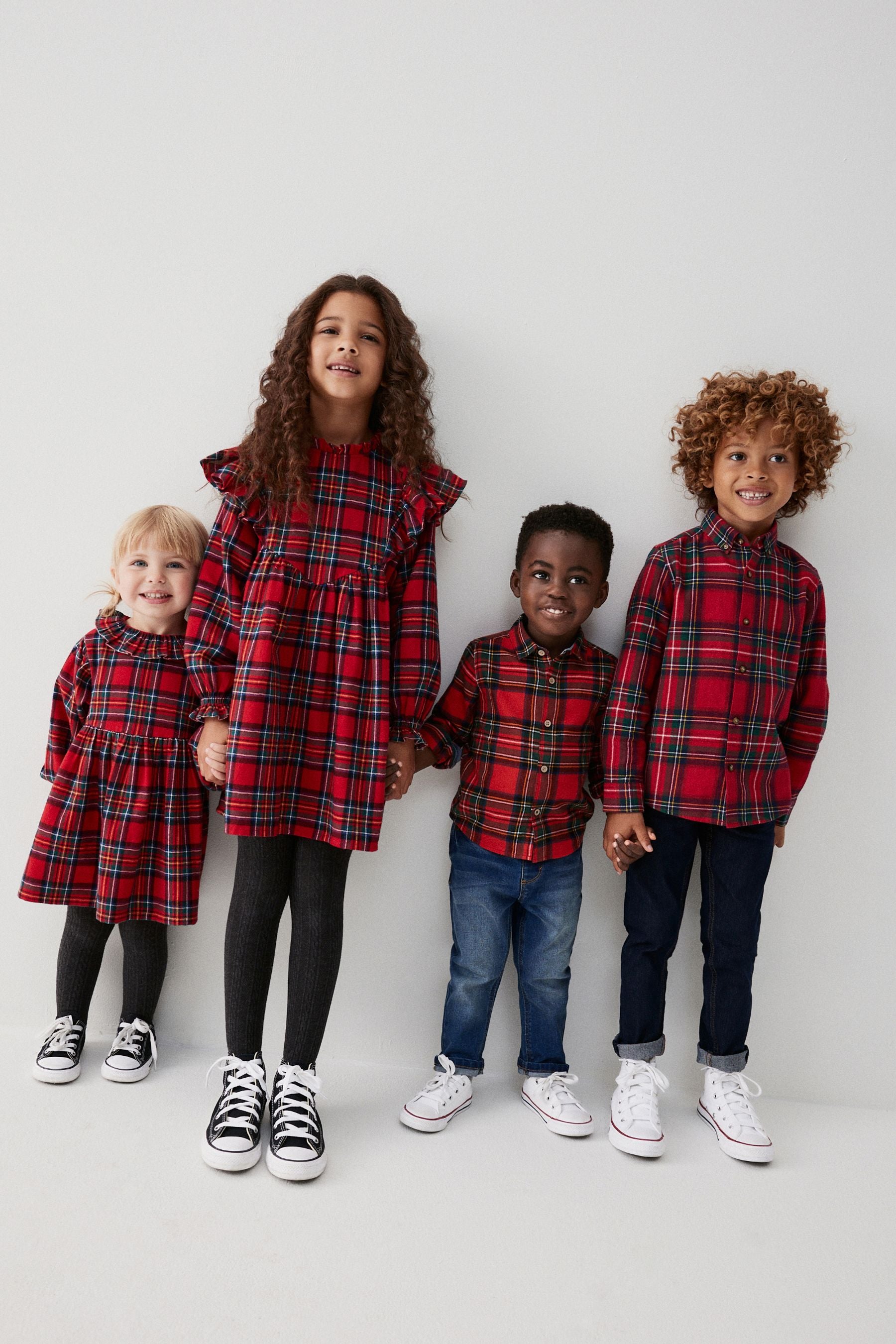 Red Tartan Ruffle Check Dress (3-16yrs)