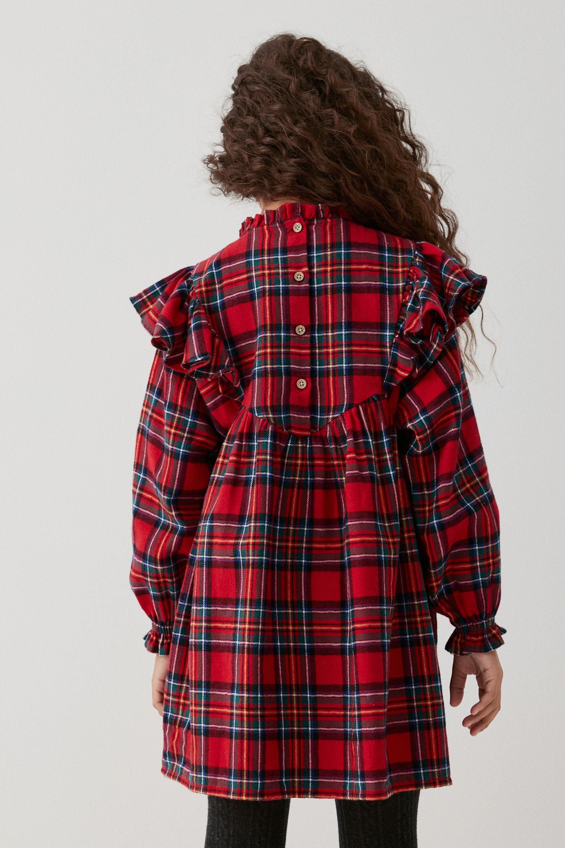 Red Tartan Ruffle Check Dress (3-16yrs)