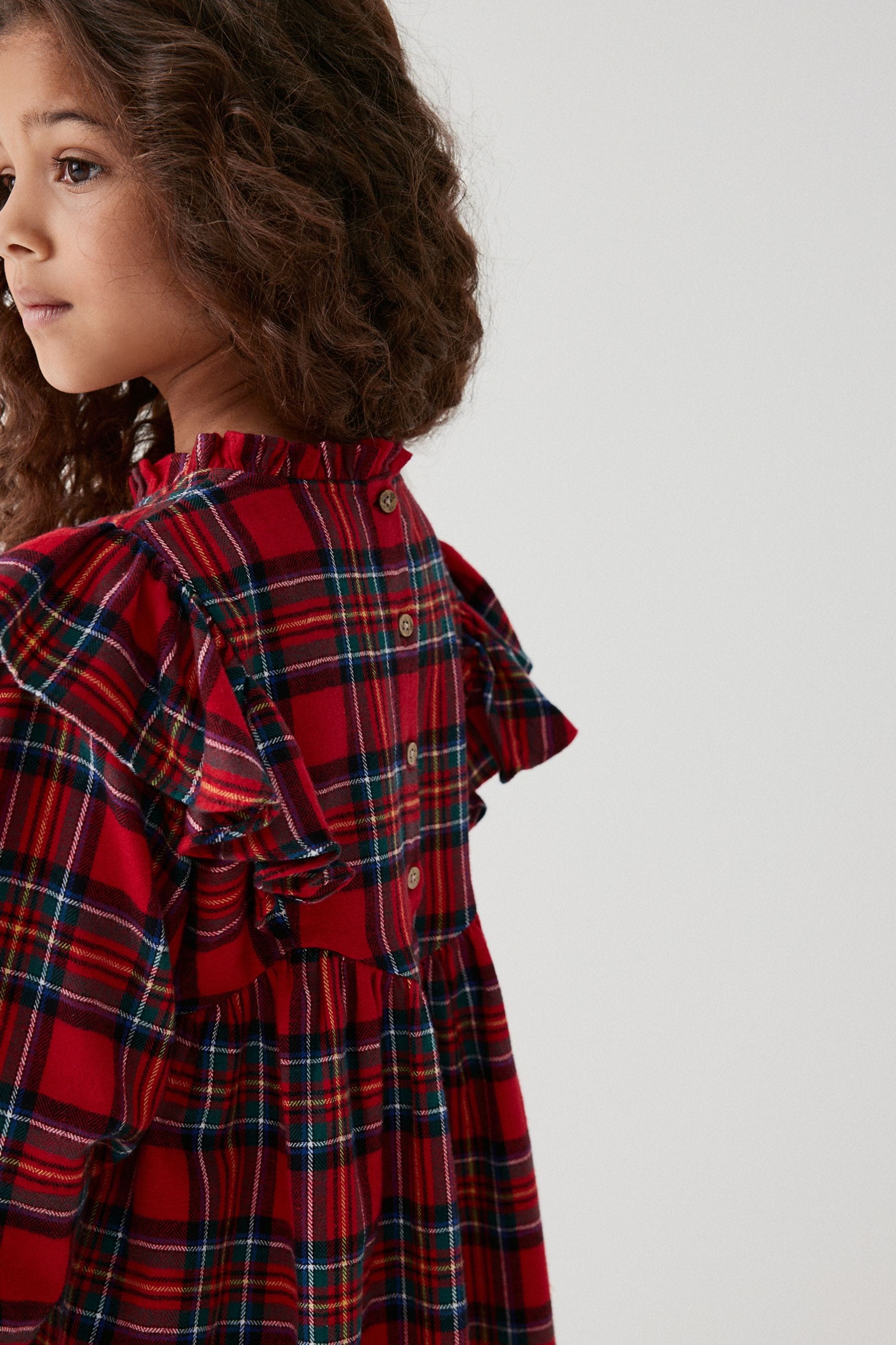 Red Tartan Ruffle Check Dress (3-16yrs)