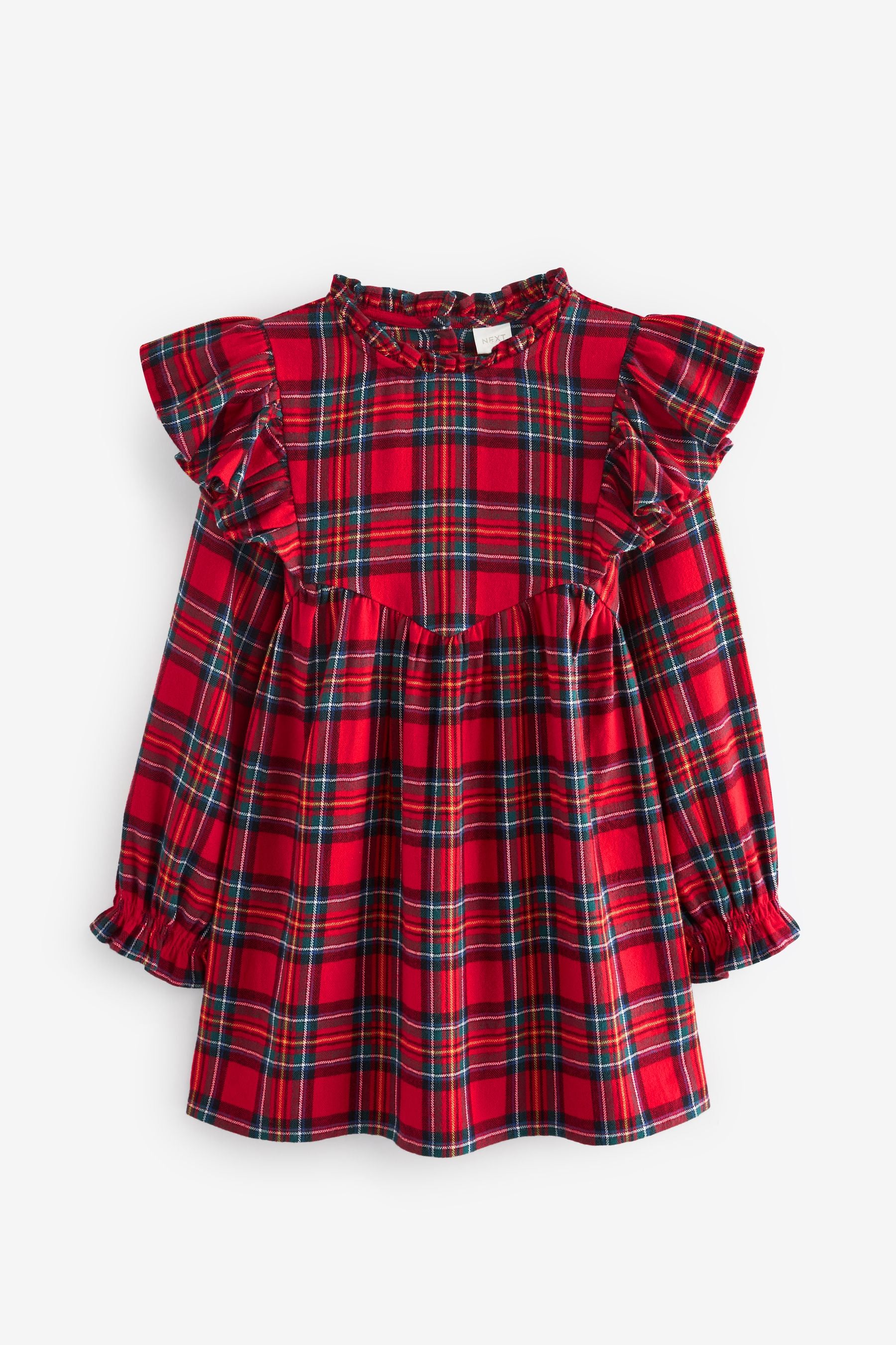 Red Tartan Ruffle Check Dress (3-16yrs)