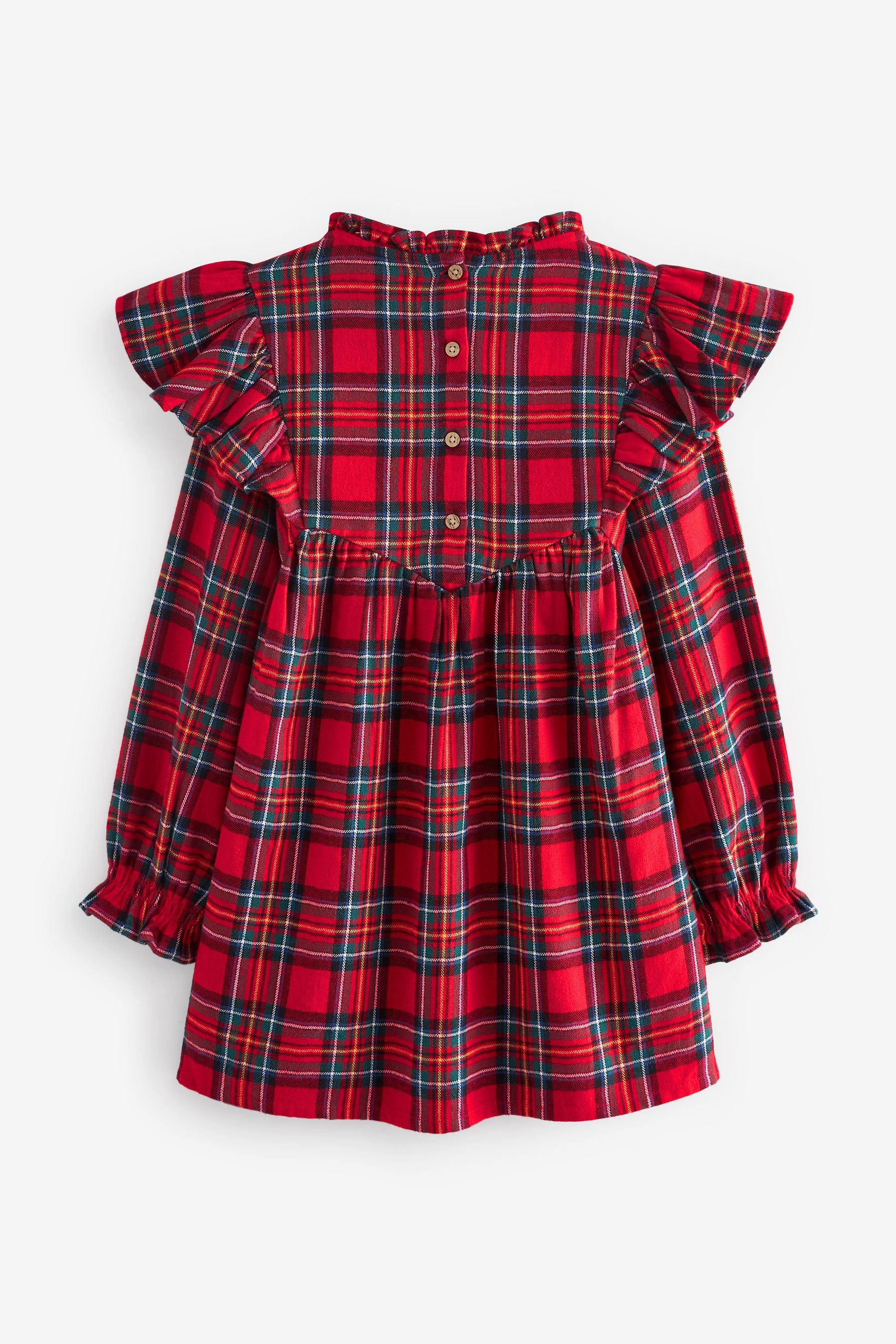 Red Tartan Ruffle Check Dress (3-16yrs)