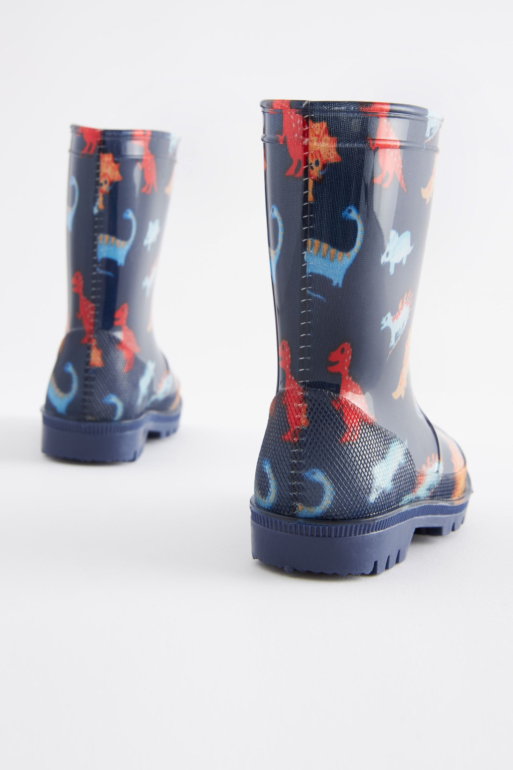 Navy Blue Dinosaur Wellies