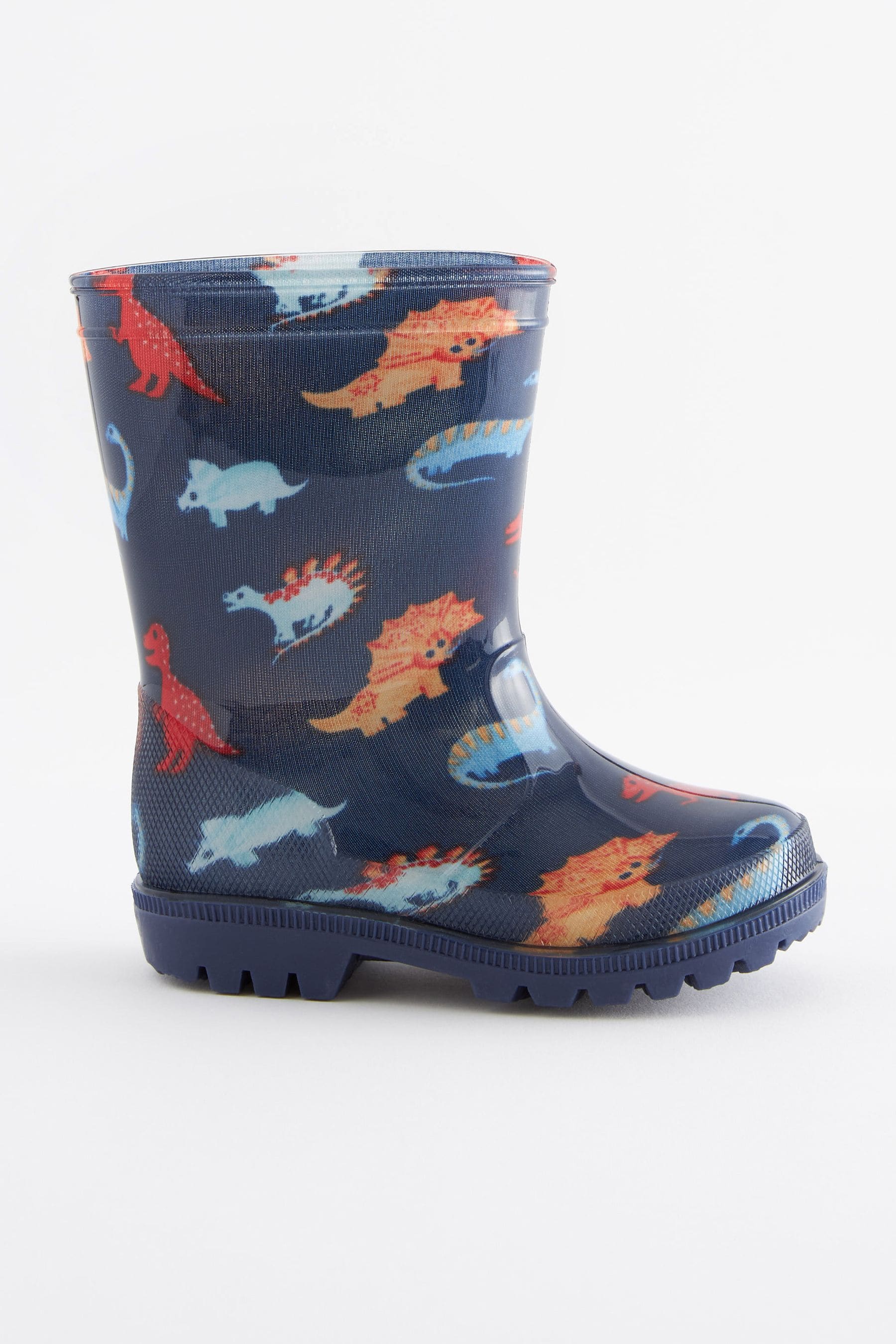 Navy Blue Dinosaur Wellies