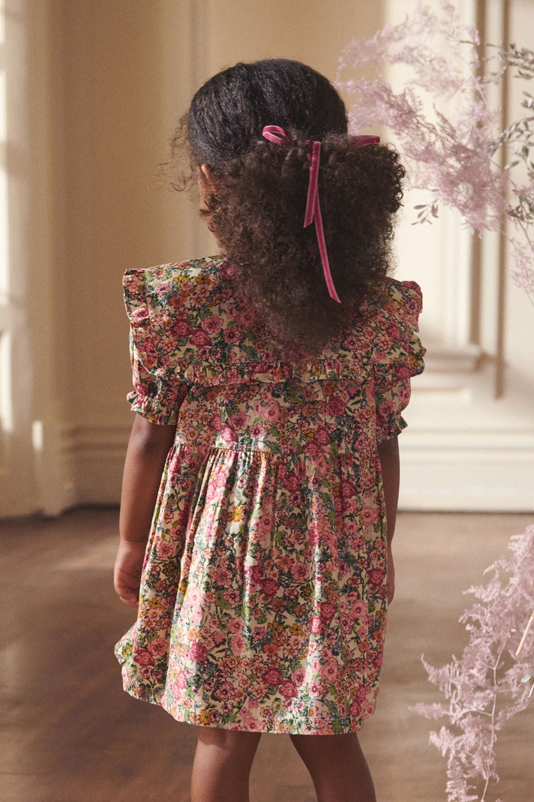 Green Floral Cotton Collar Dress (3mths-8yrs)