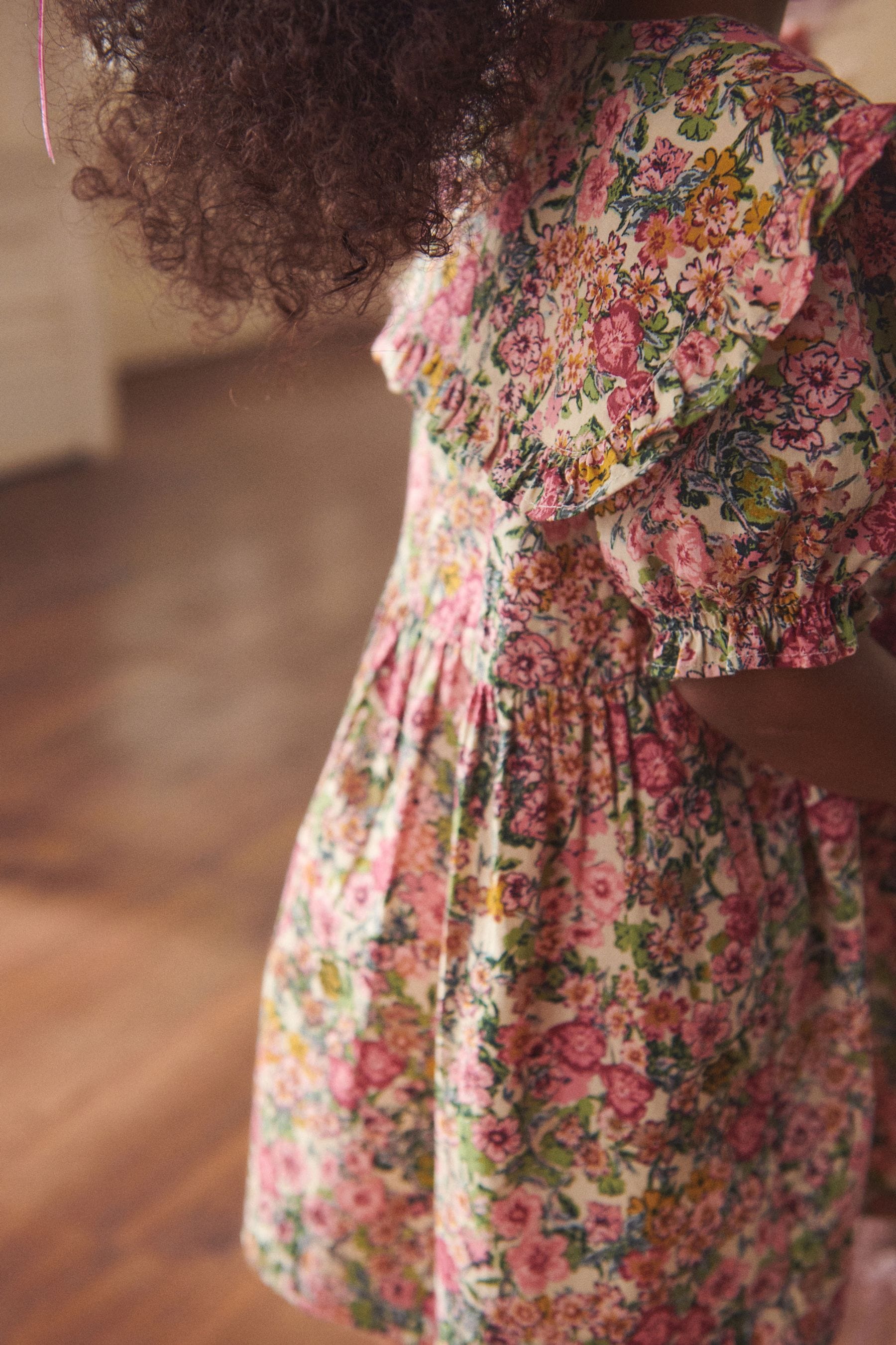 Green Floral Cotton Collar Dress (3mths-8yrs)