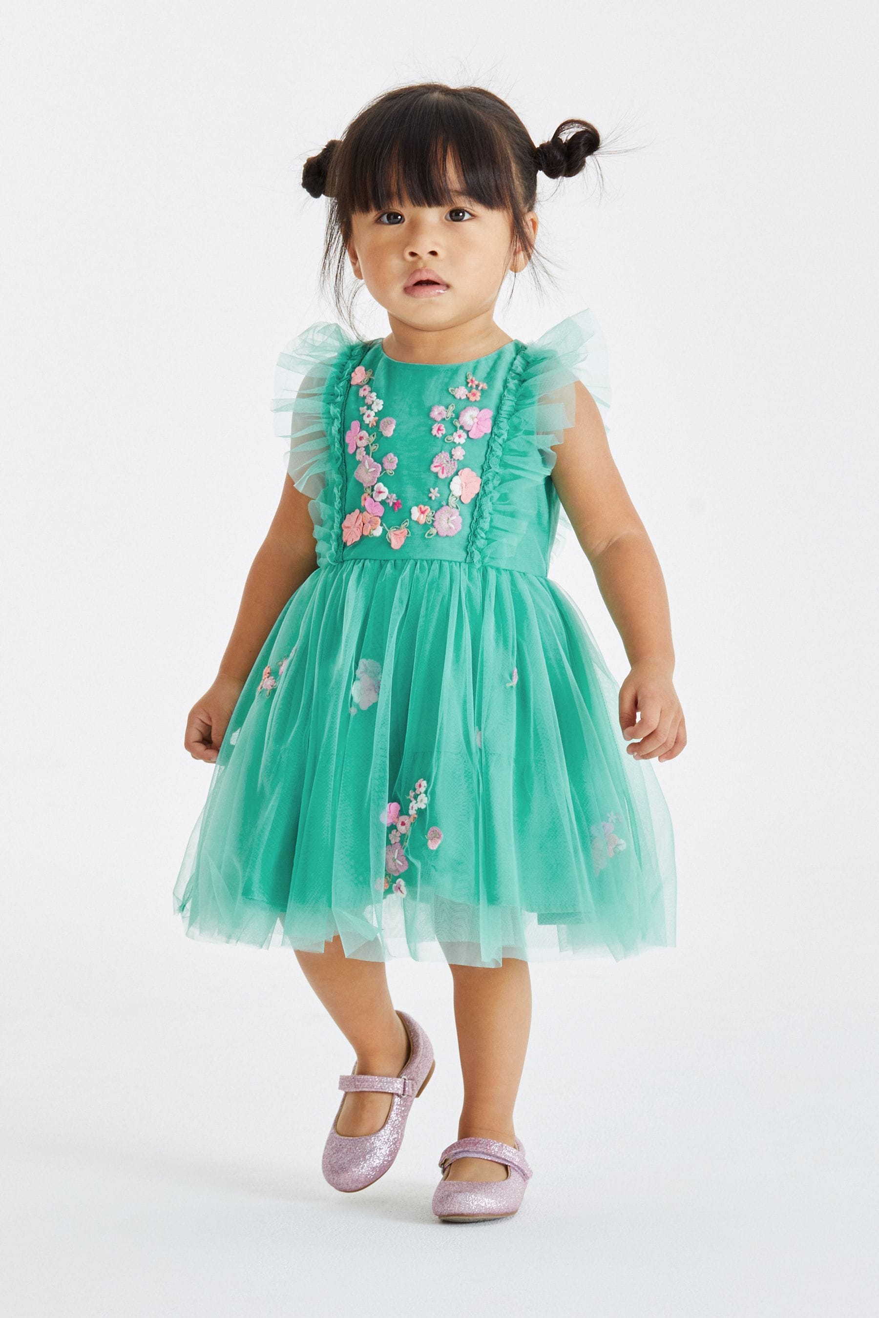 Teal Blue Mesh Party Dress (3mths-8yrs)