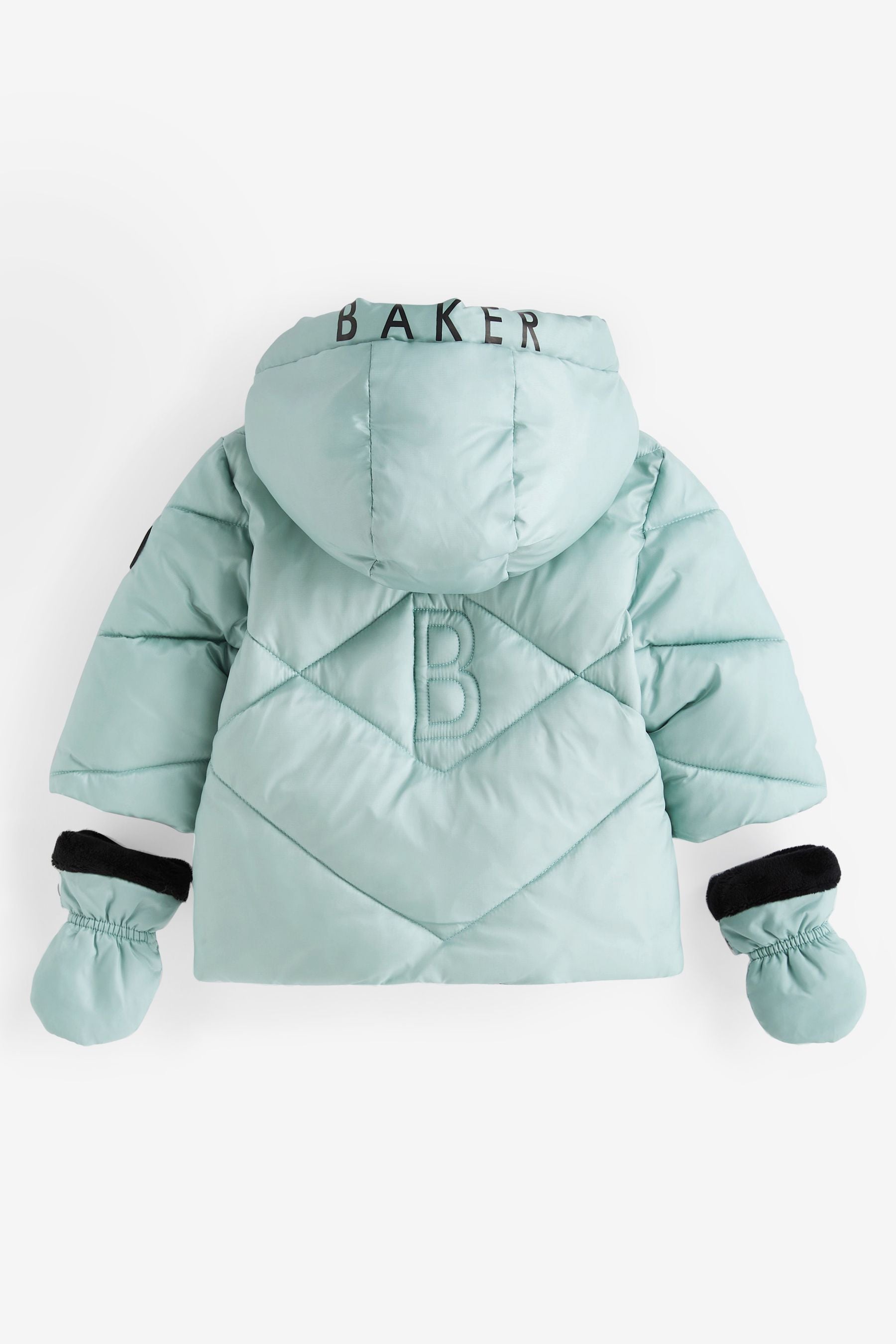 Green Baker by Ted Baker Shower Resistant Padded Coat With Mittens