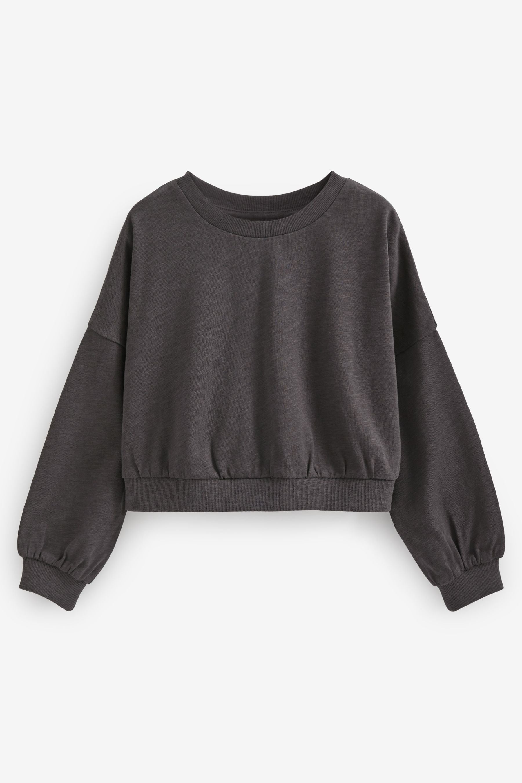 Charcoal Grey Boxy Long Sleeve Cuffed Sweat Top (3-16yrs)