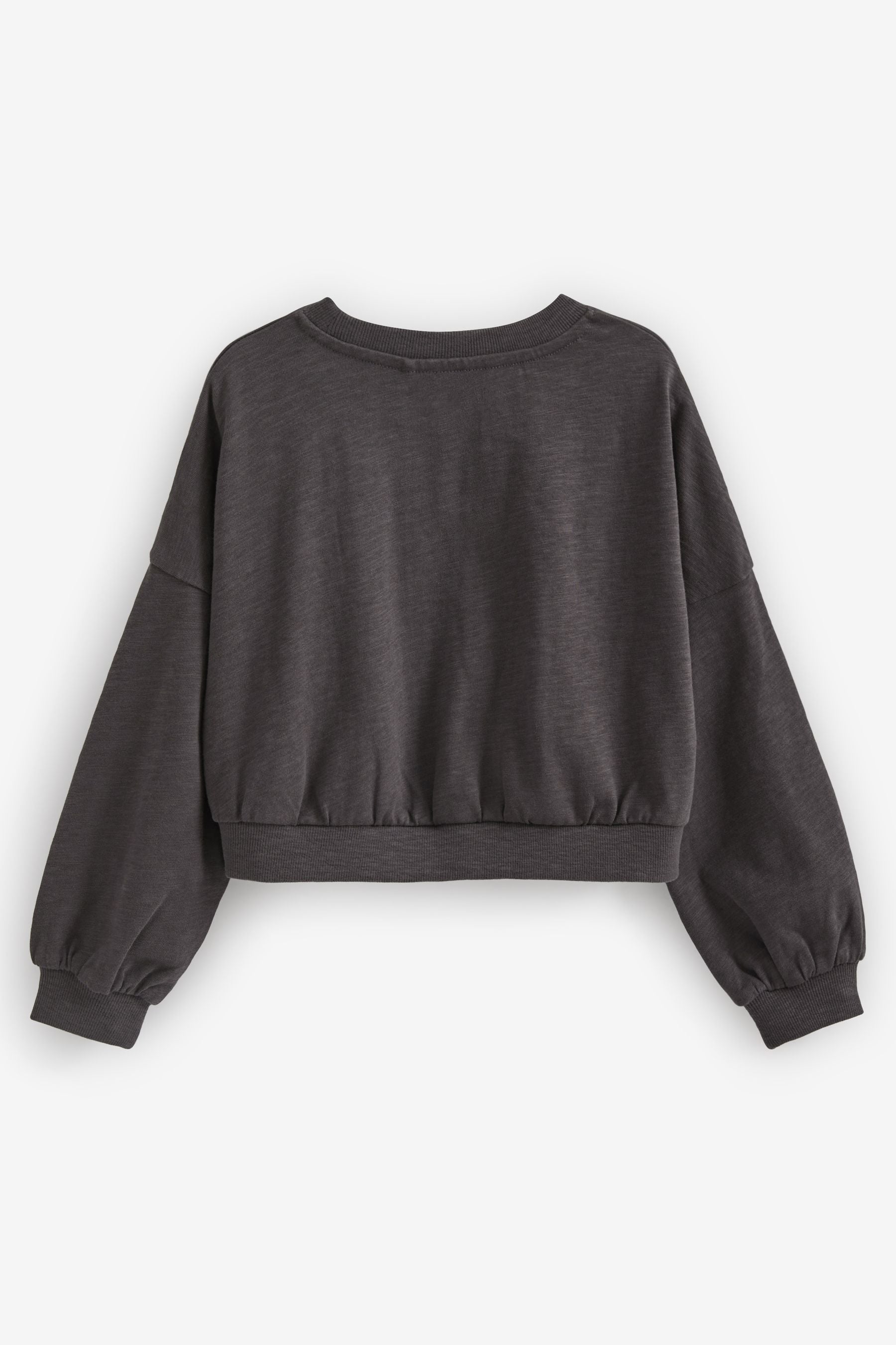 Charcoal Grey Boxy Long Sleeve Cuffed Sweat Top (3-16yrs)