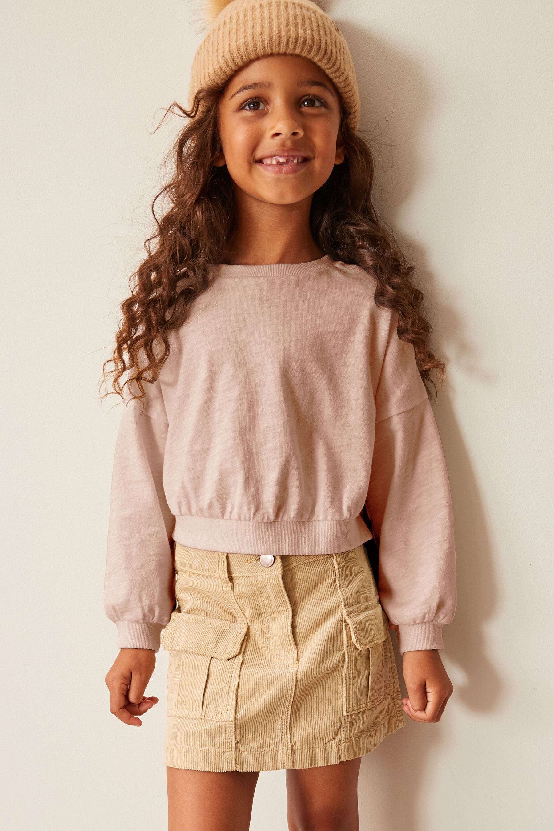 Pink Boxy Long Sleeve Cuffed Sweat Top (3-16yrs)