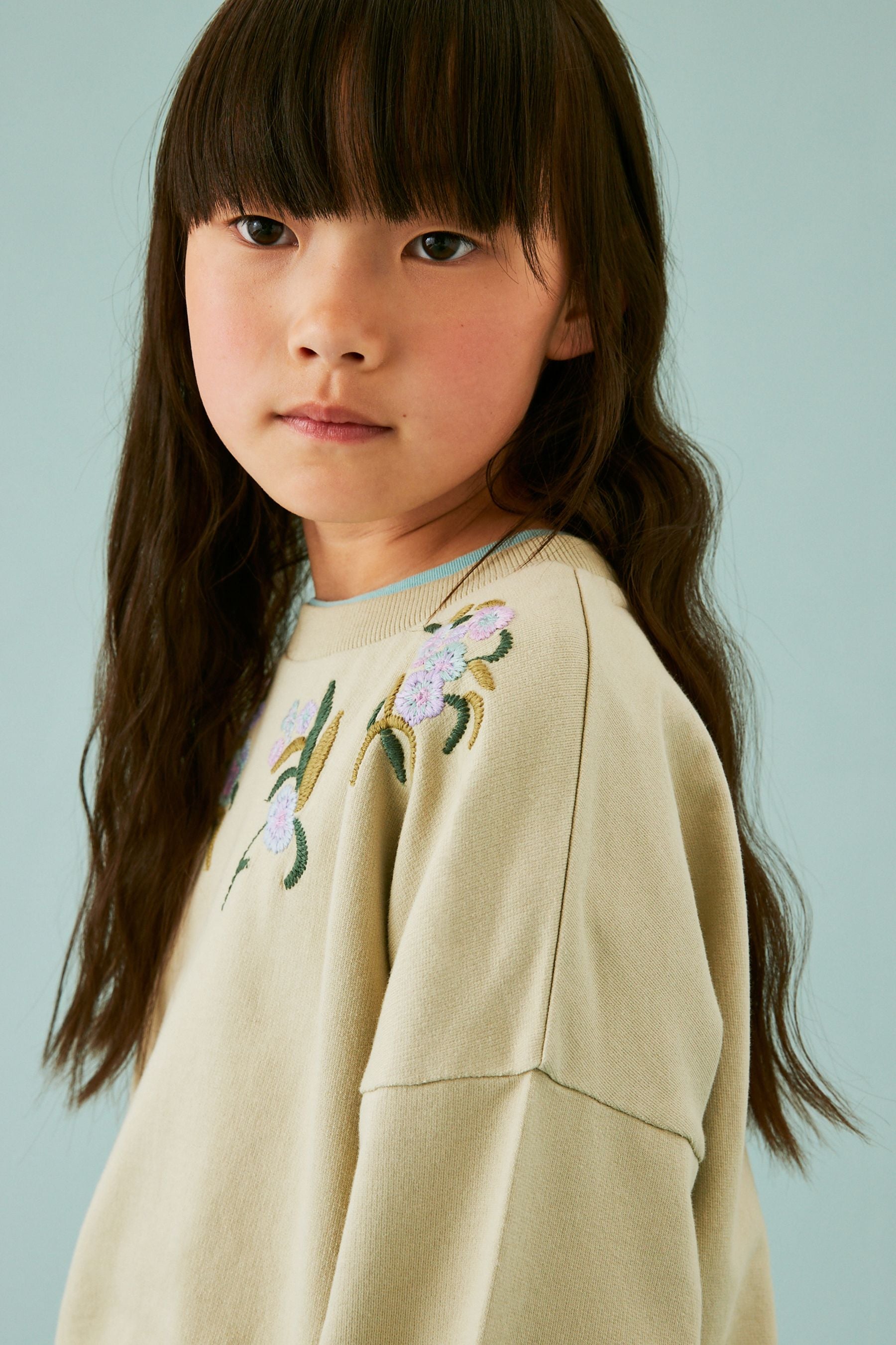 Green Embroidered Floral Sweatshirt (3-16yrs)