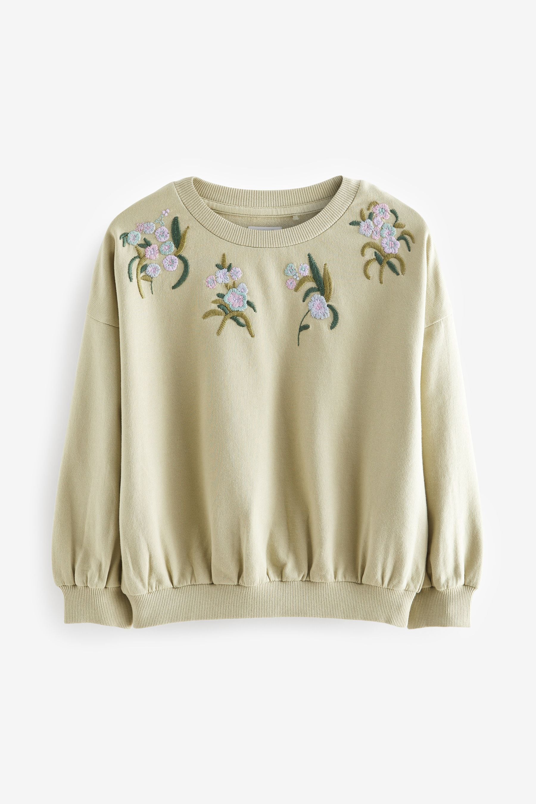 Green Embroidered Floral Sweatshirt (3-16yrs)