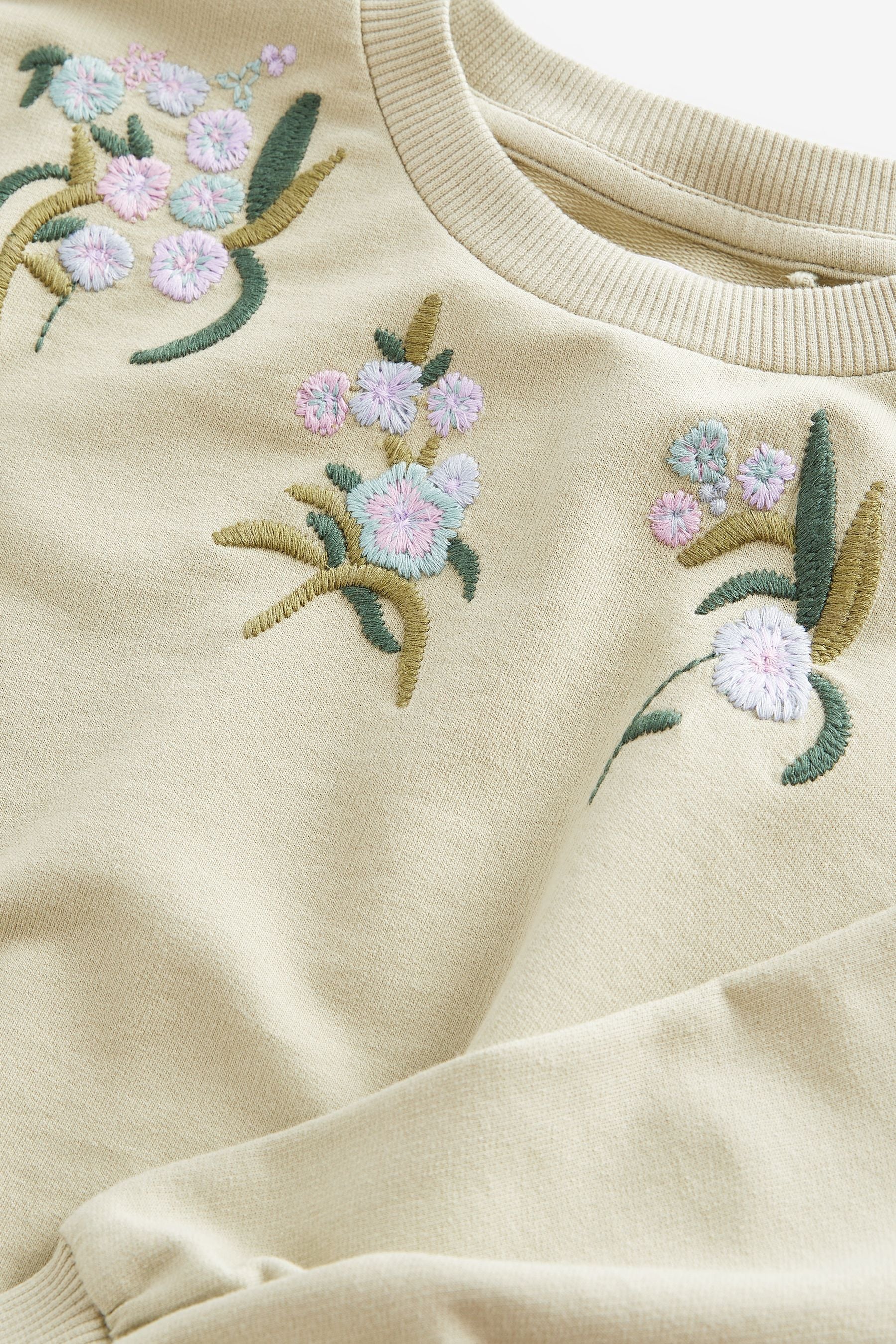 Green Embroidered Floral Sweatshirt (3-16yrs)