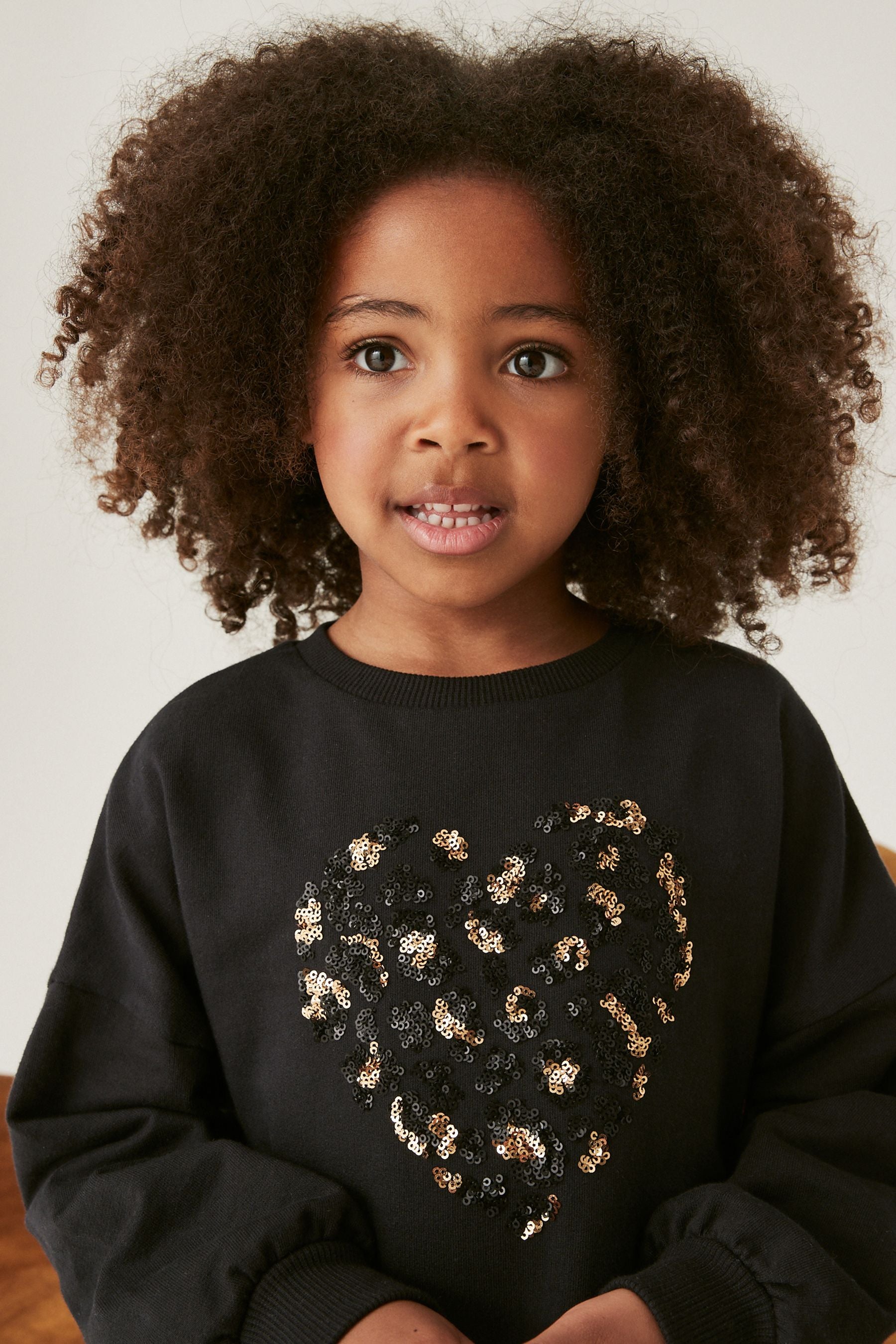 Black Animal Sequin Sweat Dress (3-12yrs)