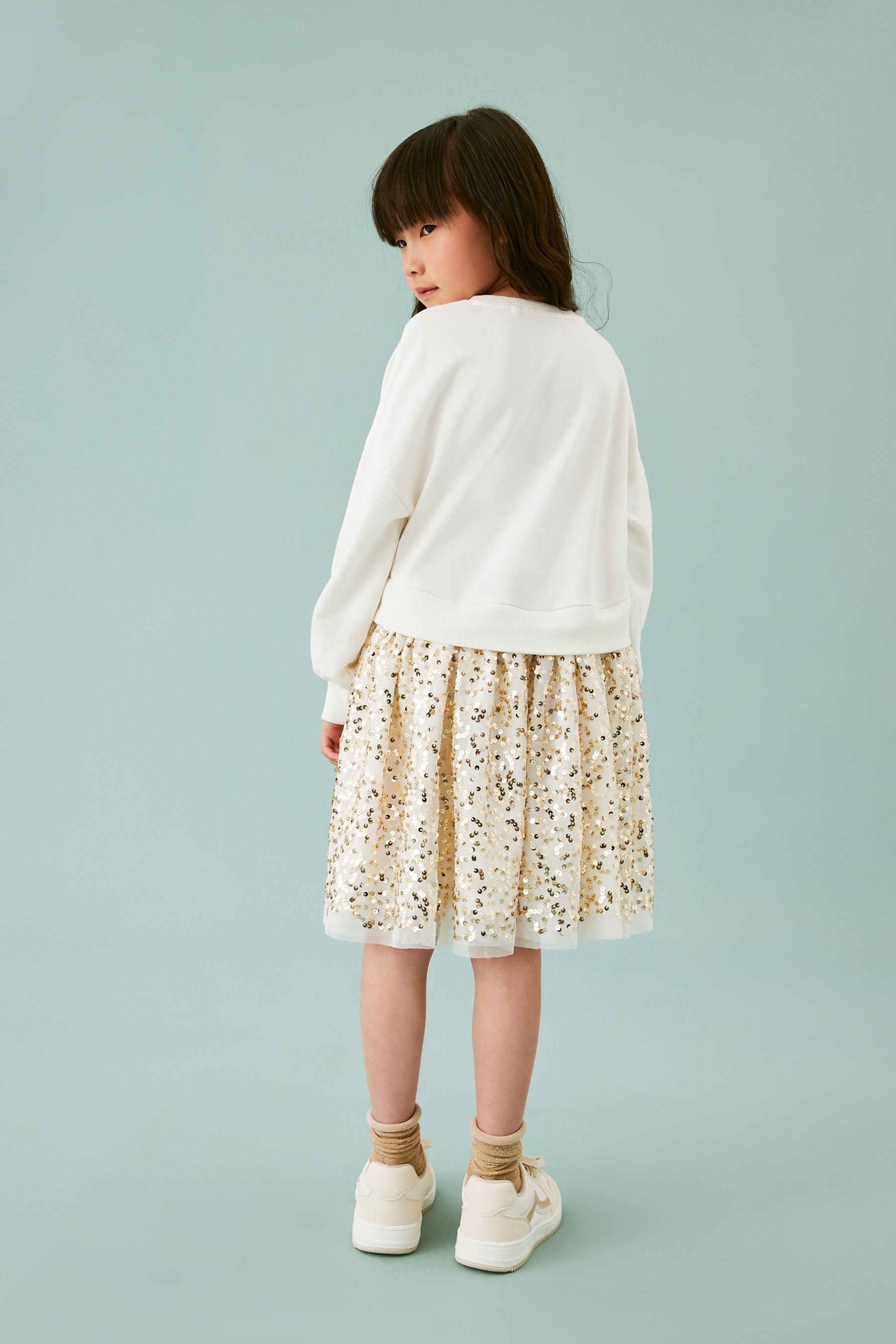 Cream/Gold Sweat Dress (3-12yrs)