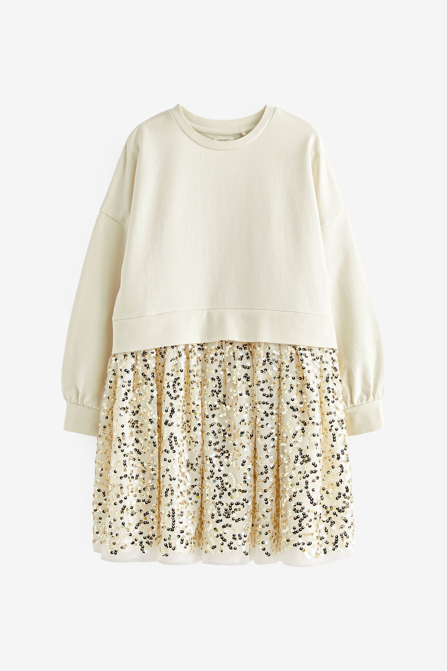 Cream/Gold Sweat Dress (3-12yrs)