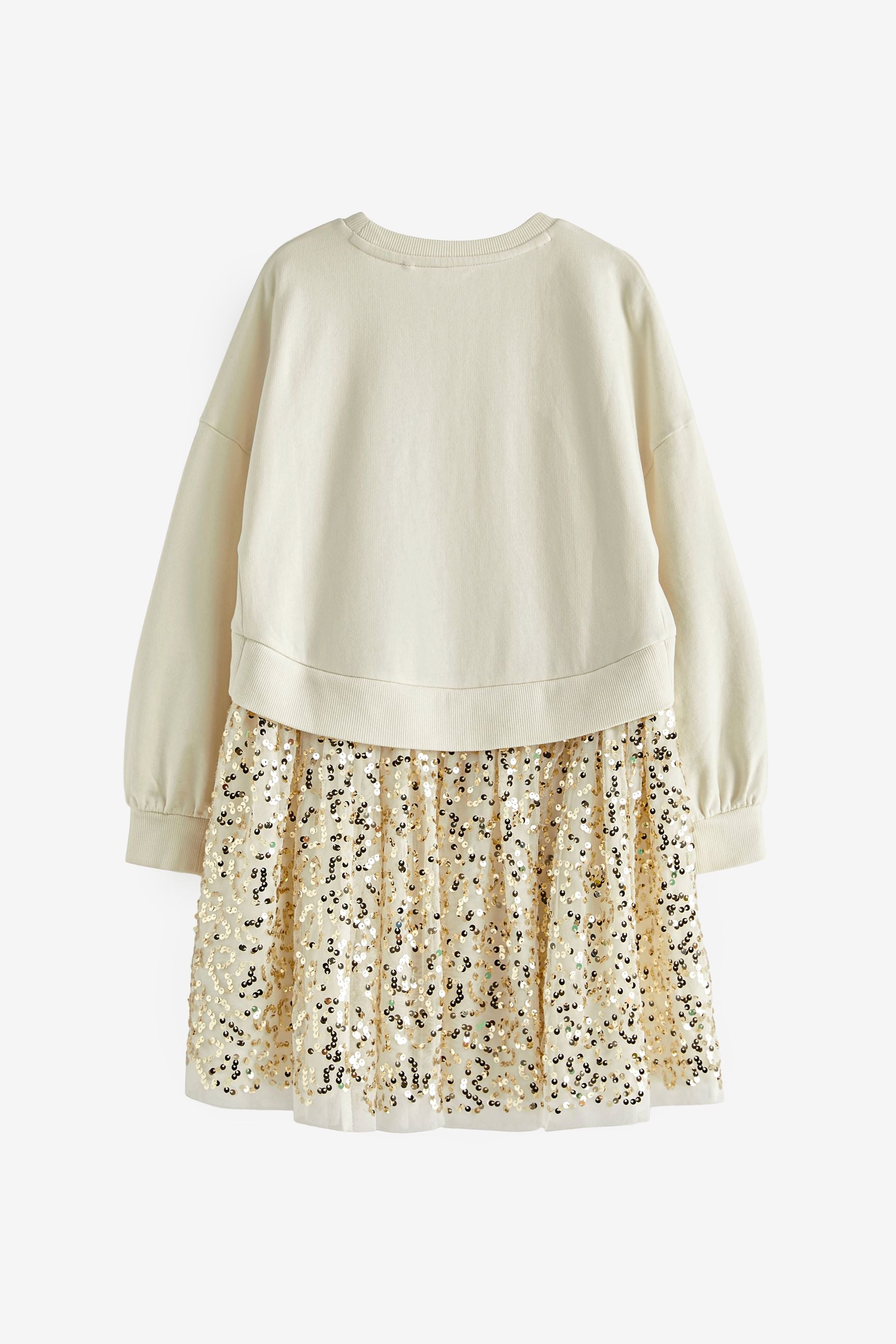 Cream/Gold Sweat Dress (3-12yrs)